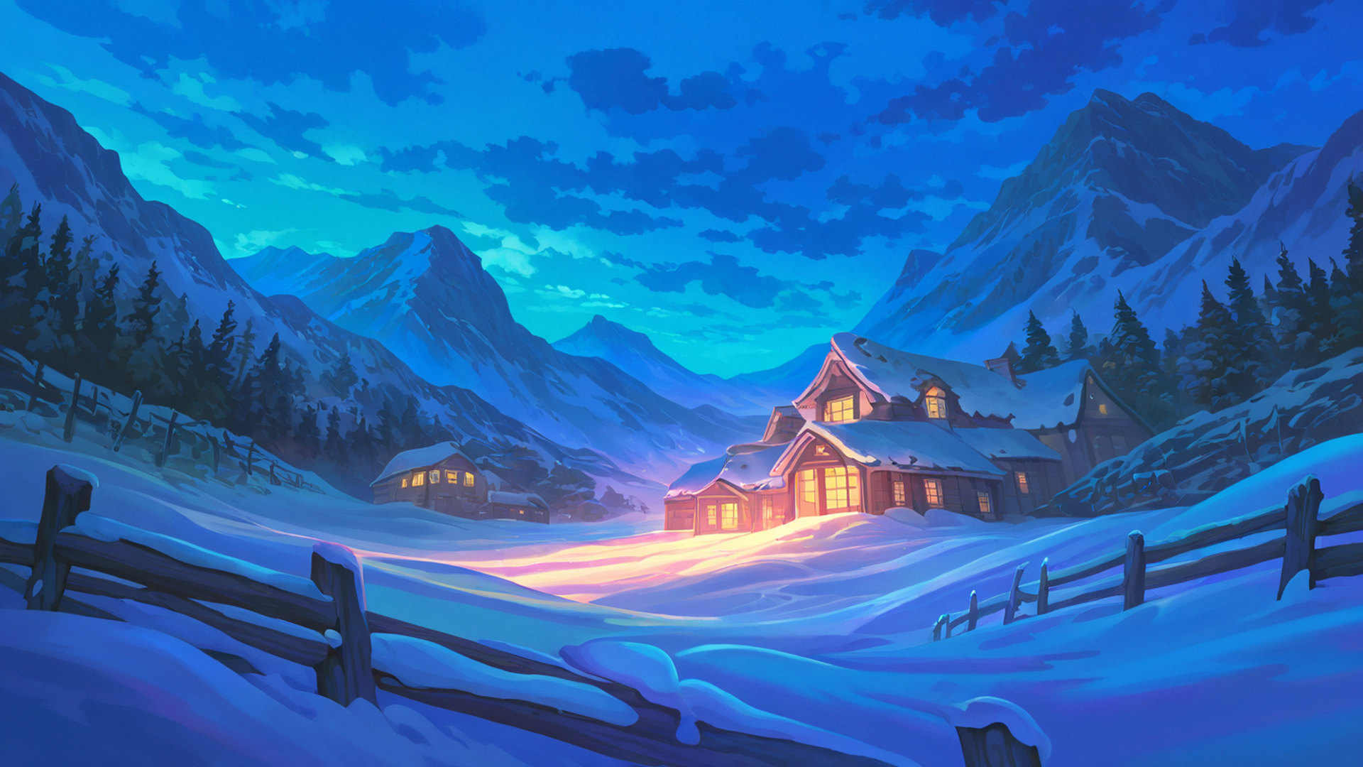 Snowy Mountain Village Snowy Mountain Village 1185155214 lofi anime wallpaper free download
