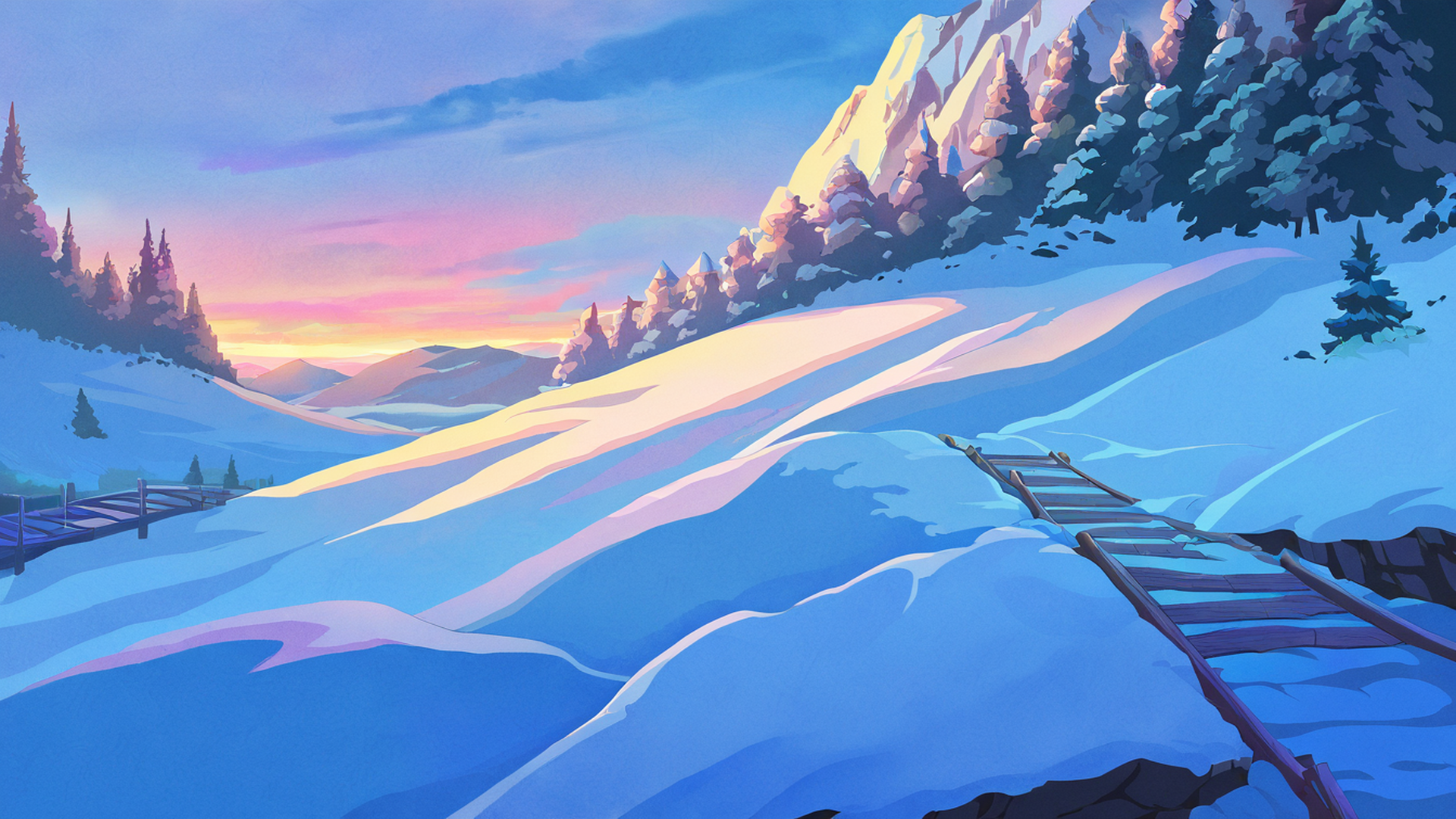 Snowy Mountain Village Snowy Mountain Village 1443519846 lofi anime wallpaper free download