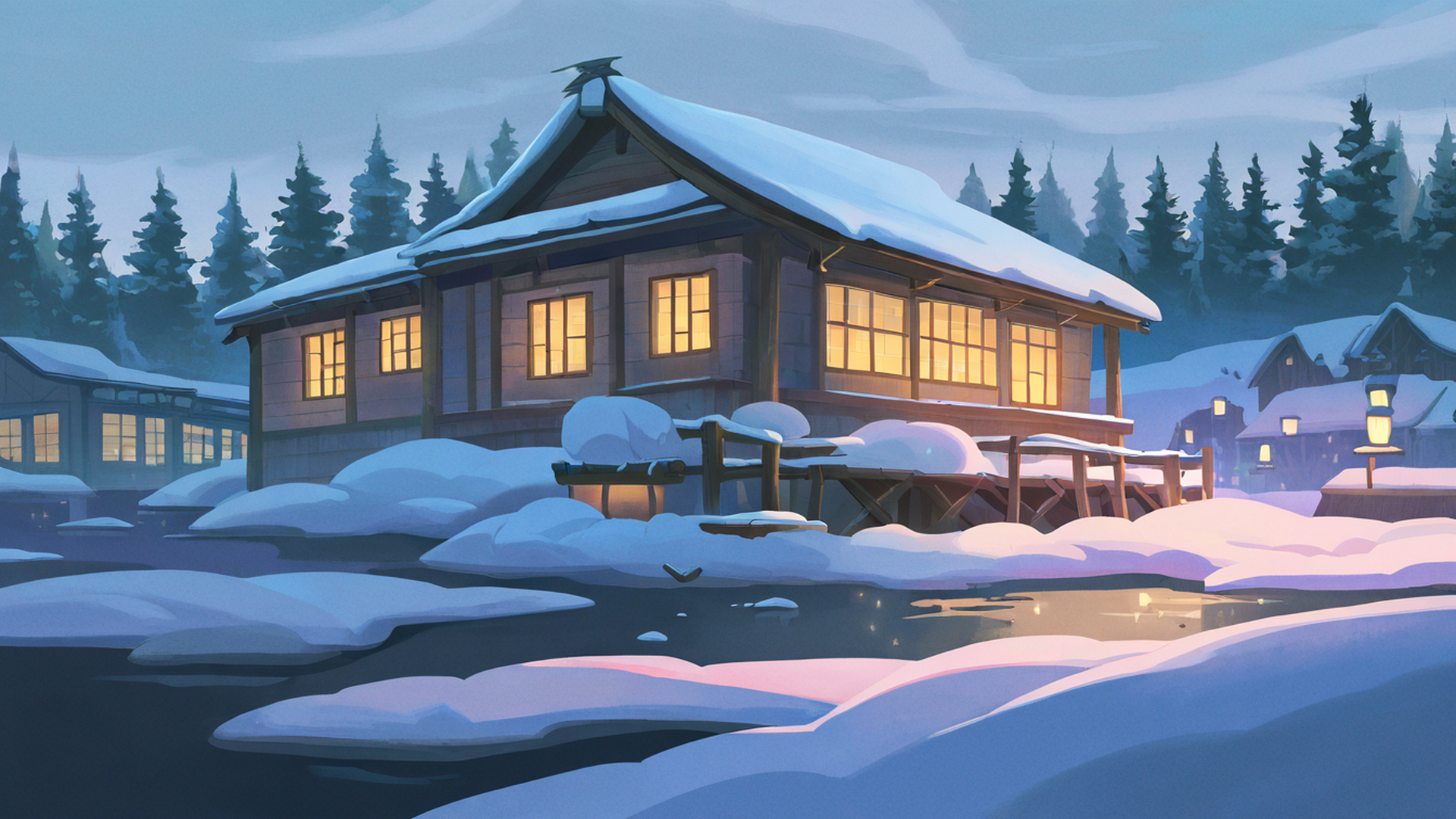 Snowy Mountain Village Snowy Mountain Village 1609328820 lofi anime wallpaper free download