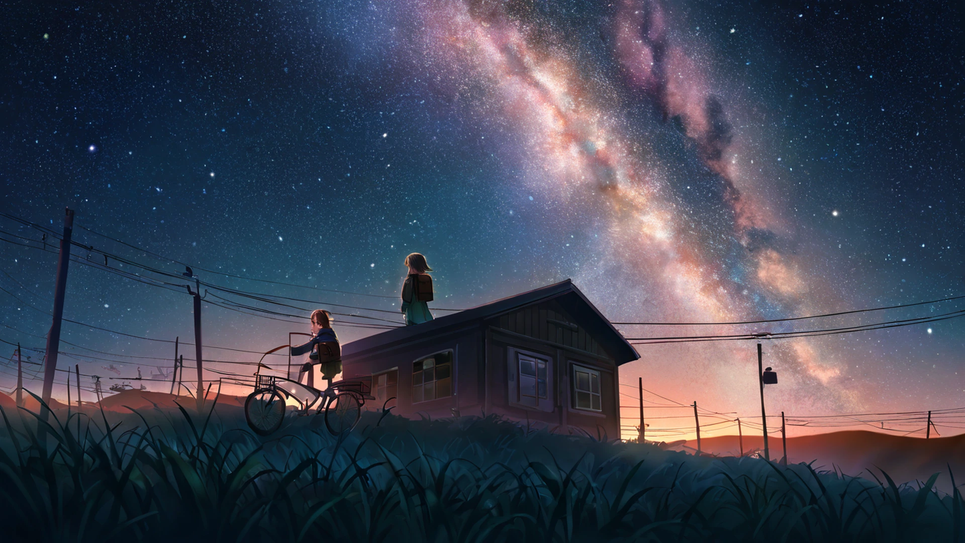 stargazing hilltop lofi wallpaper