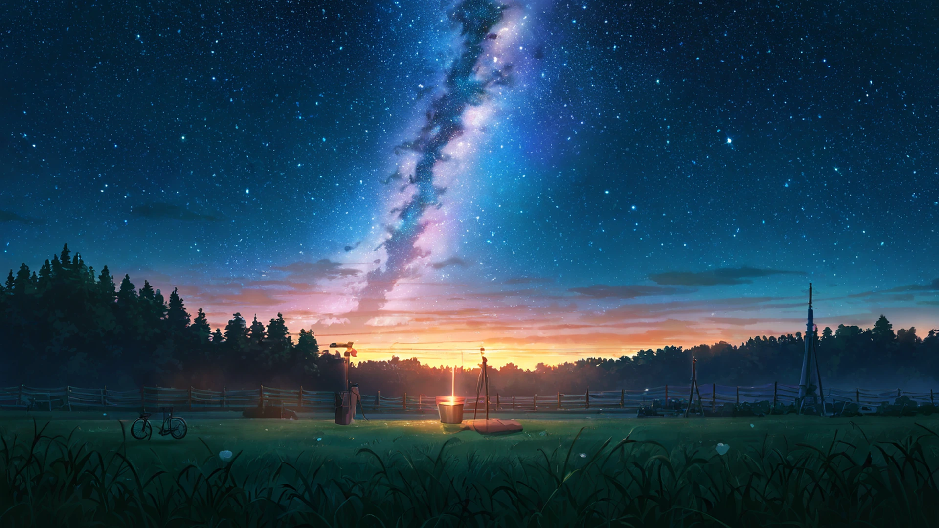 stargazing hilltop lofi wallpaper