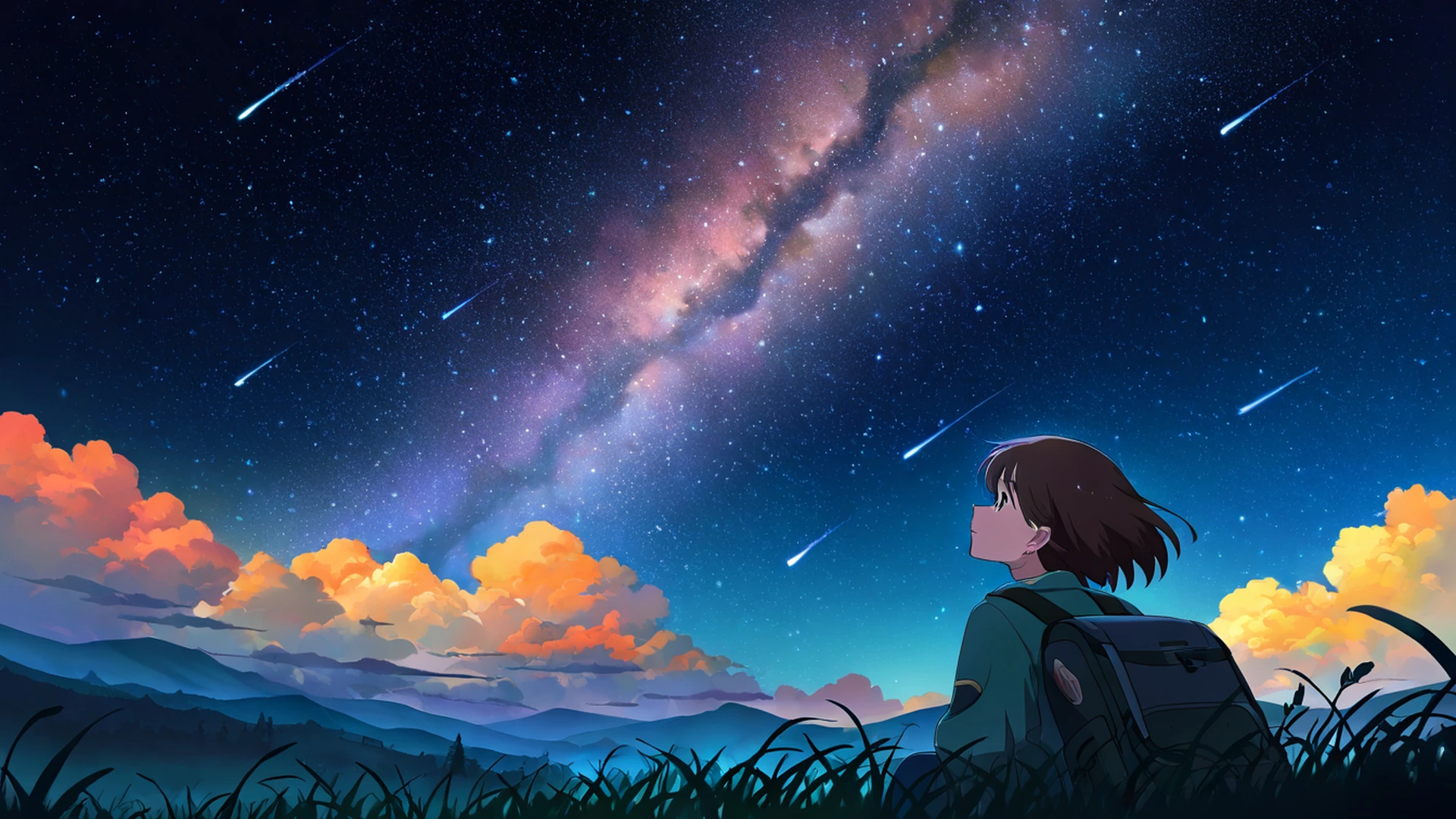 stargazing hilltop lofi wallpaper