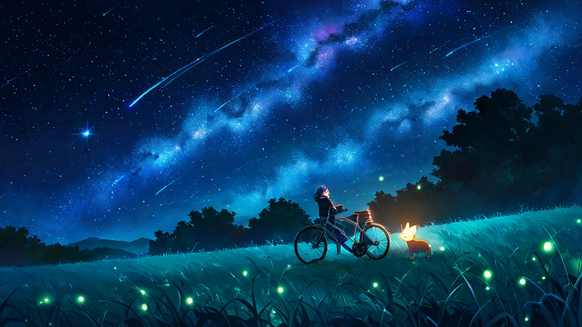 stargazing hilltop lofi wallpaper