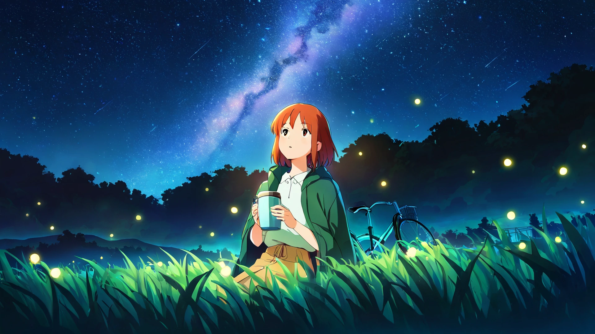 stargazing hilltop lofi wallpaper