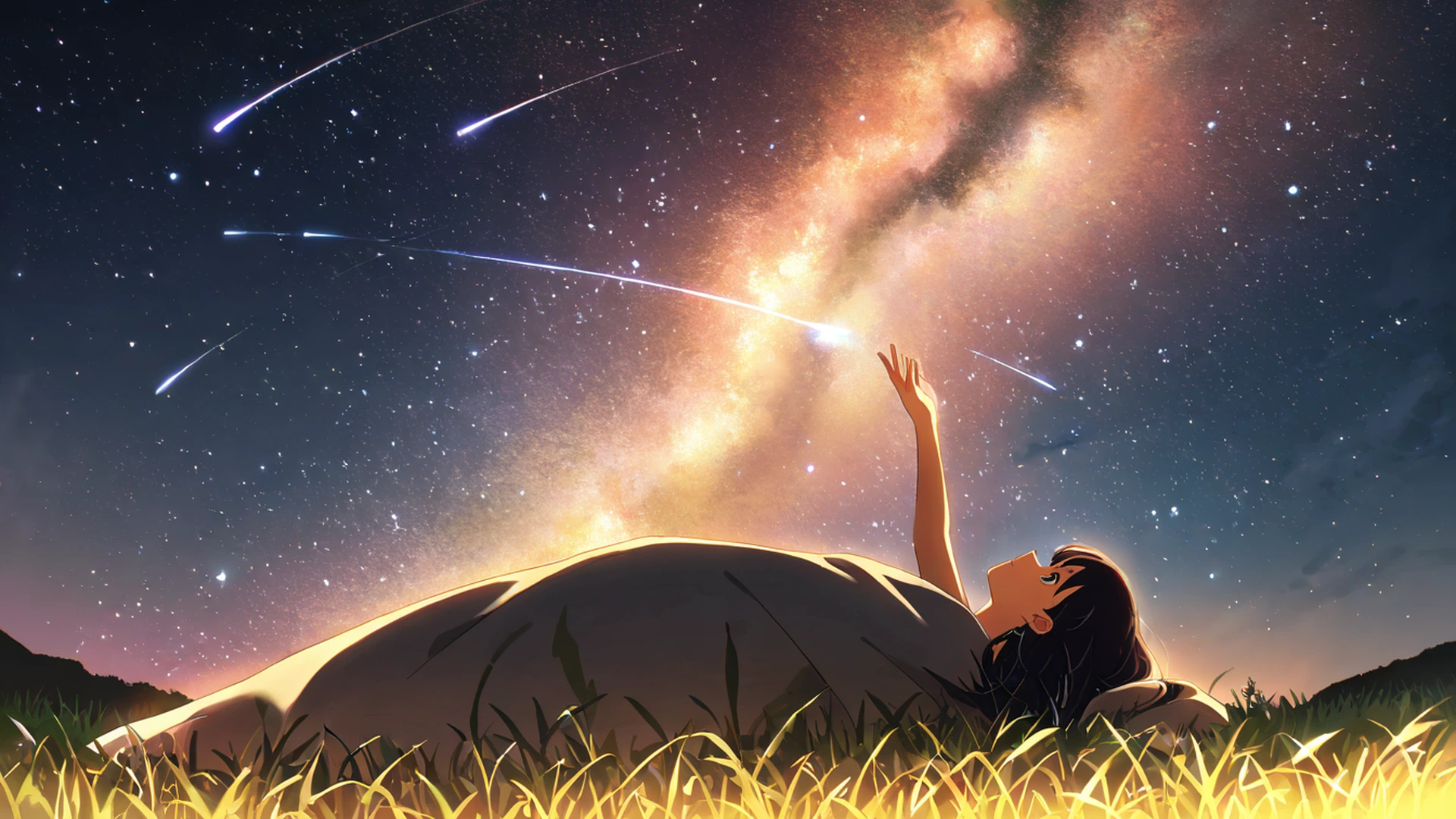 stargazing hilltop lofi wallpaper