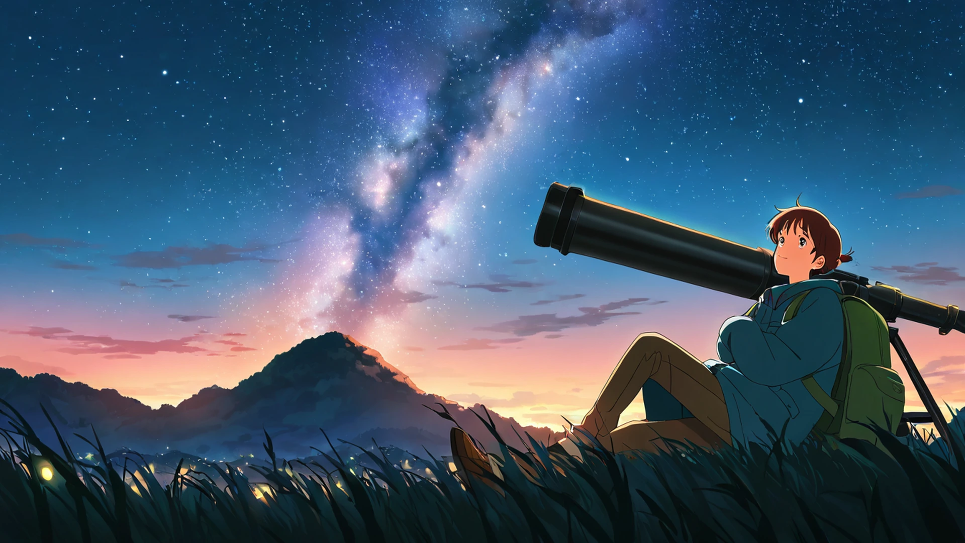 stargazing hilltop lofi wallpaper