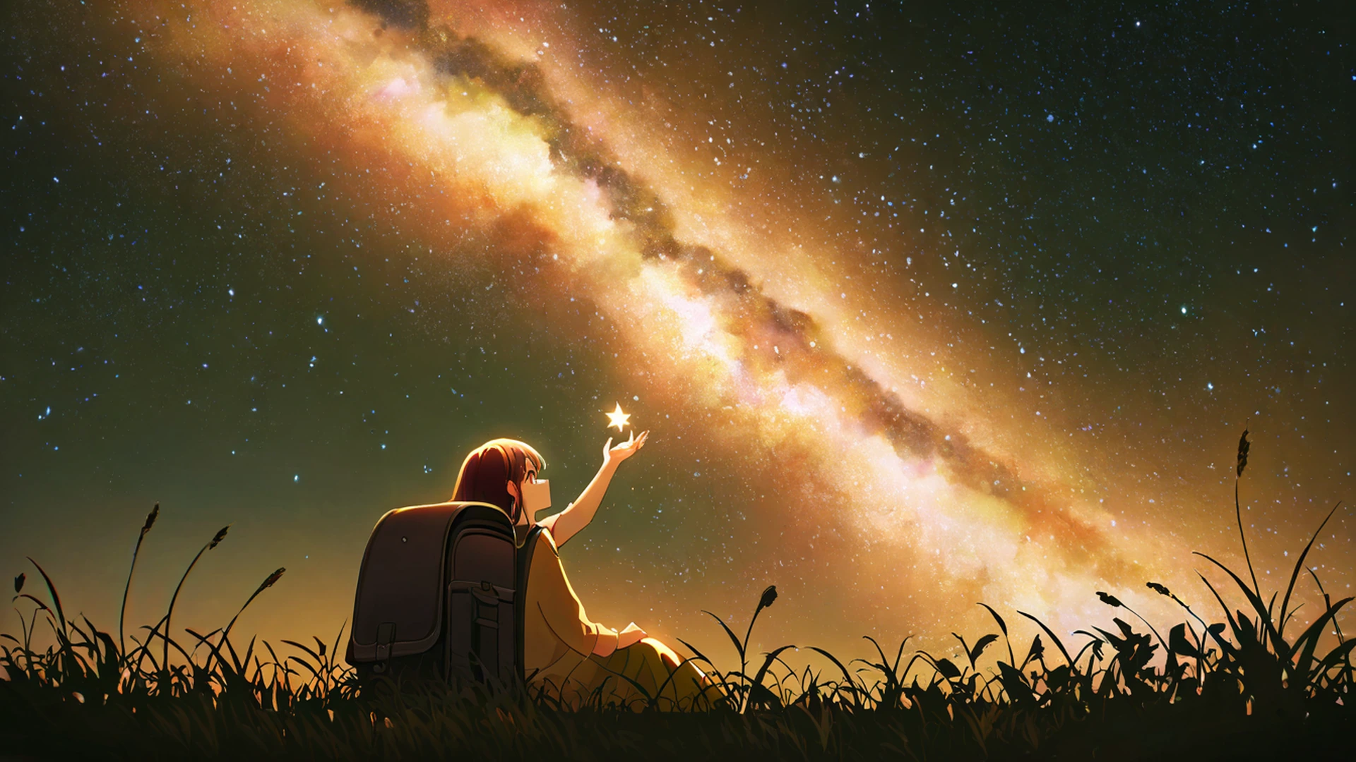 stargazing hilltop lofi wallpaper