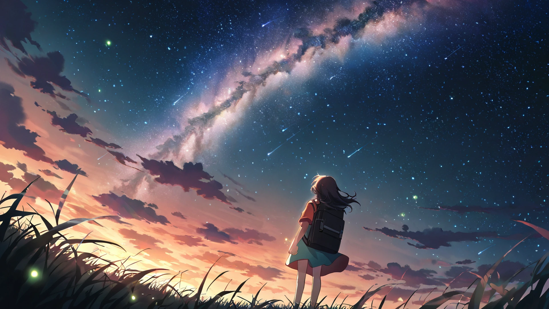 stargazing hilltop lofi wallpaper