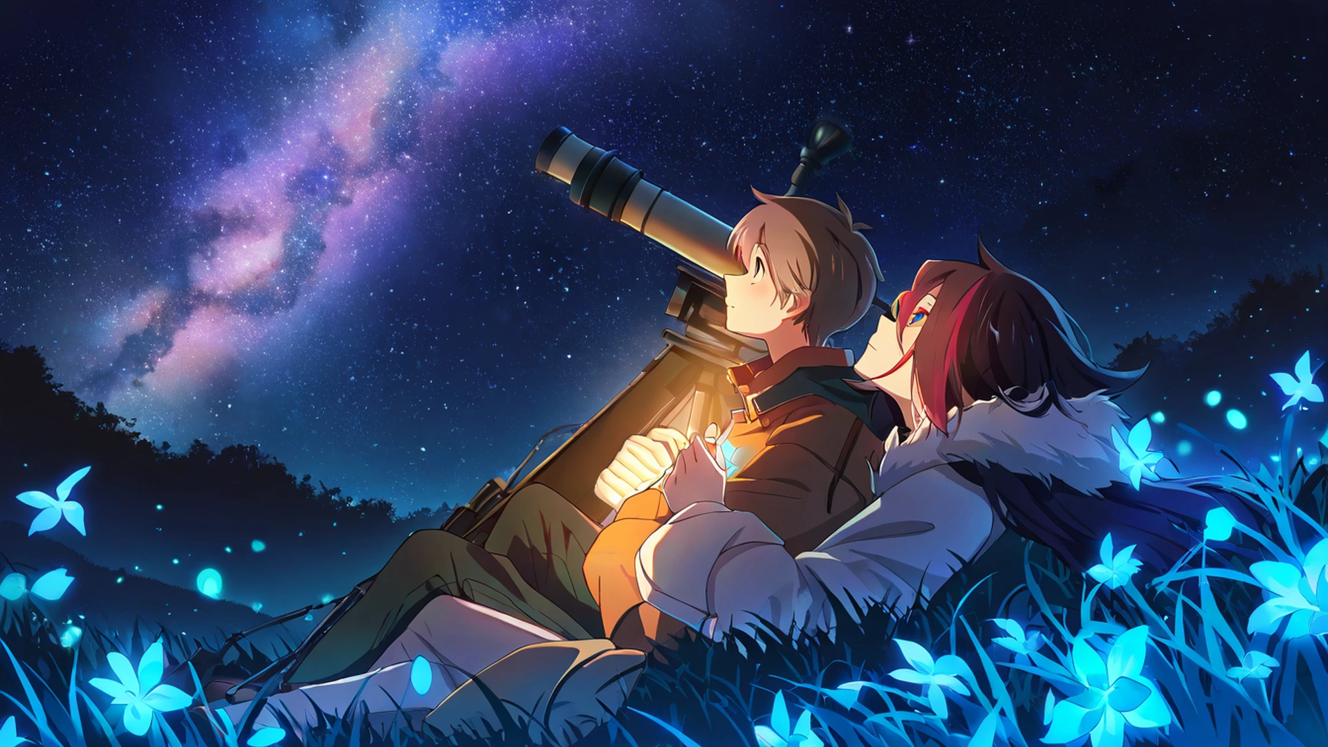 stargazing hilltop lofi wallpaper