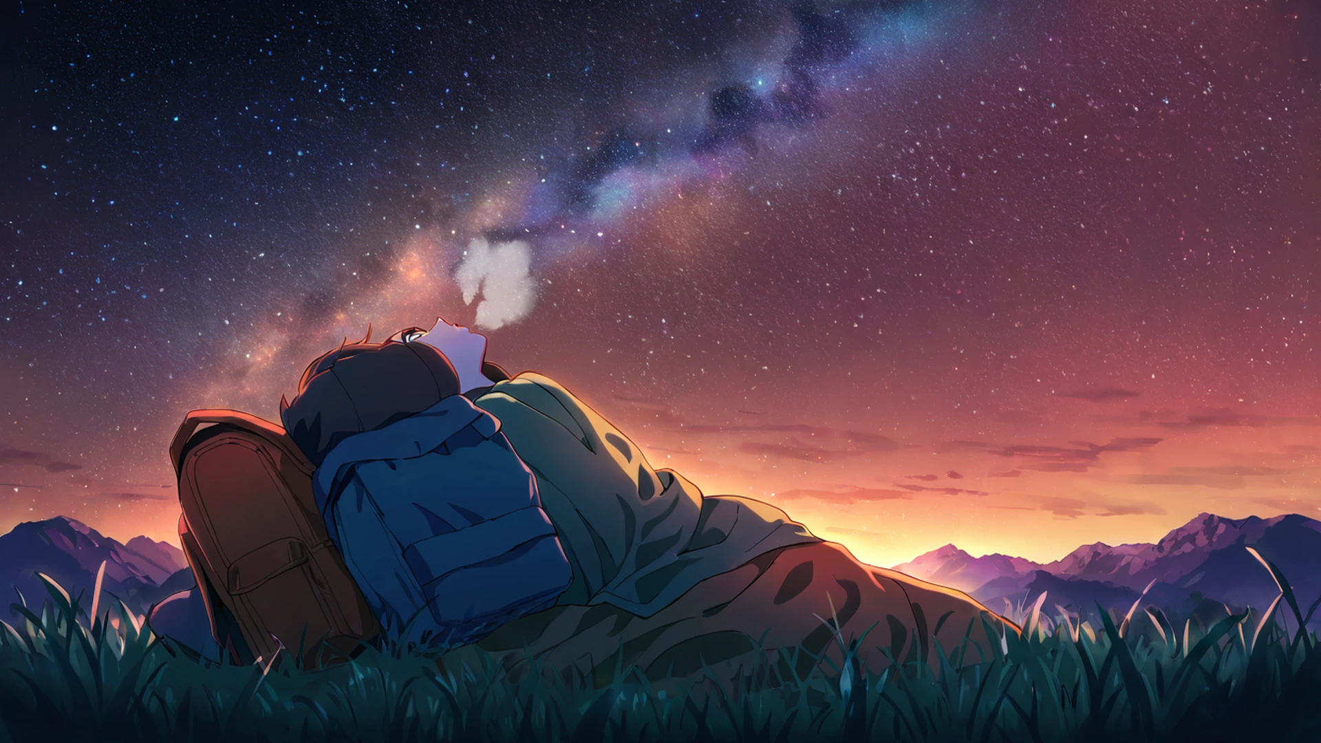 stargazing hilltop lofi wallpaper
