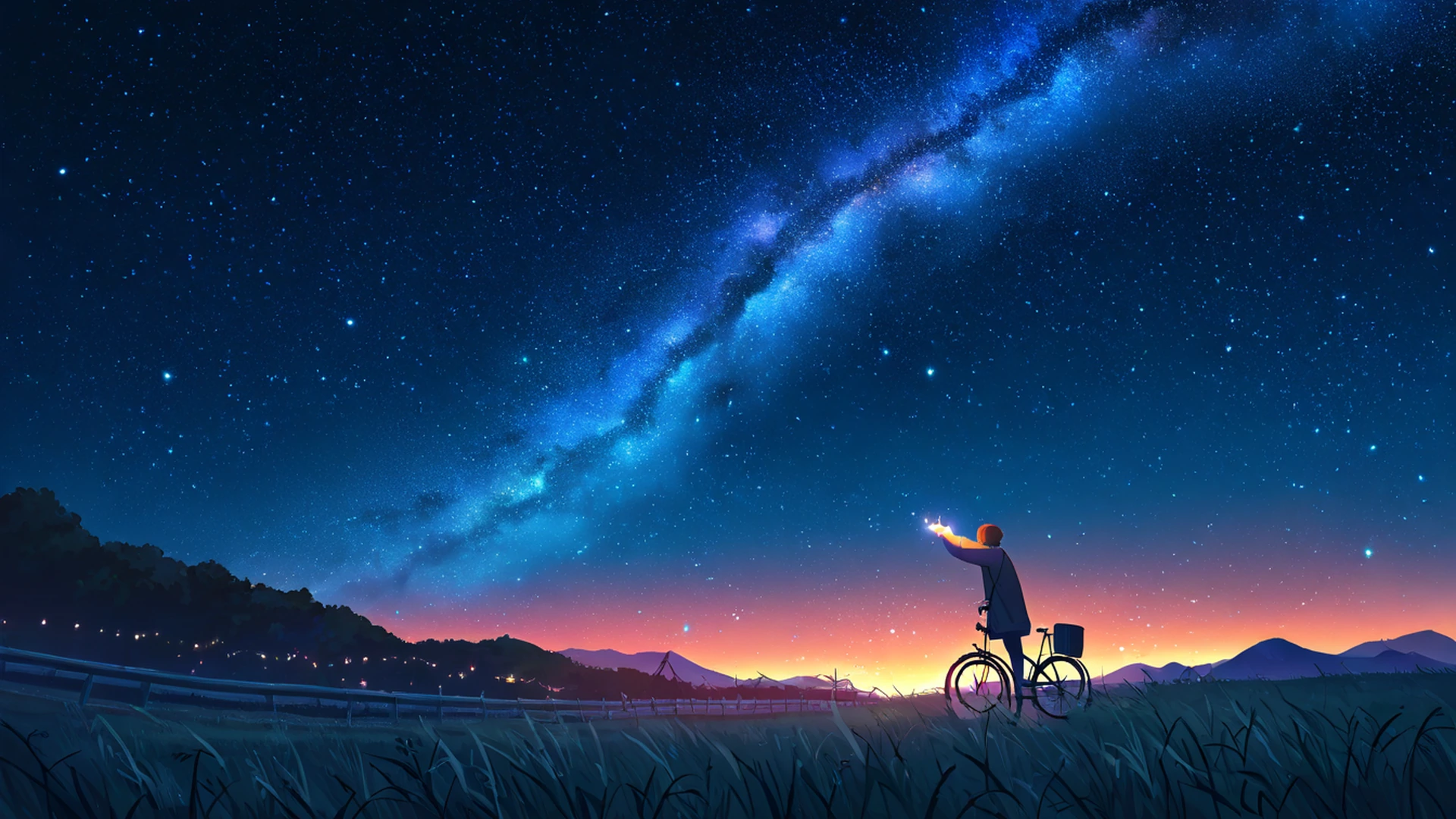 stargazing hilltop lofi wallpaper