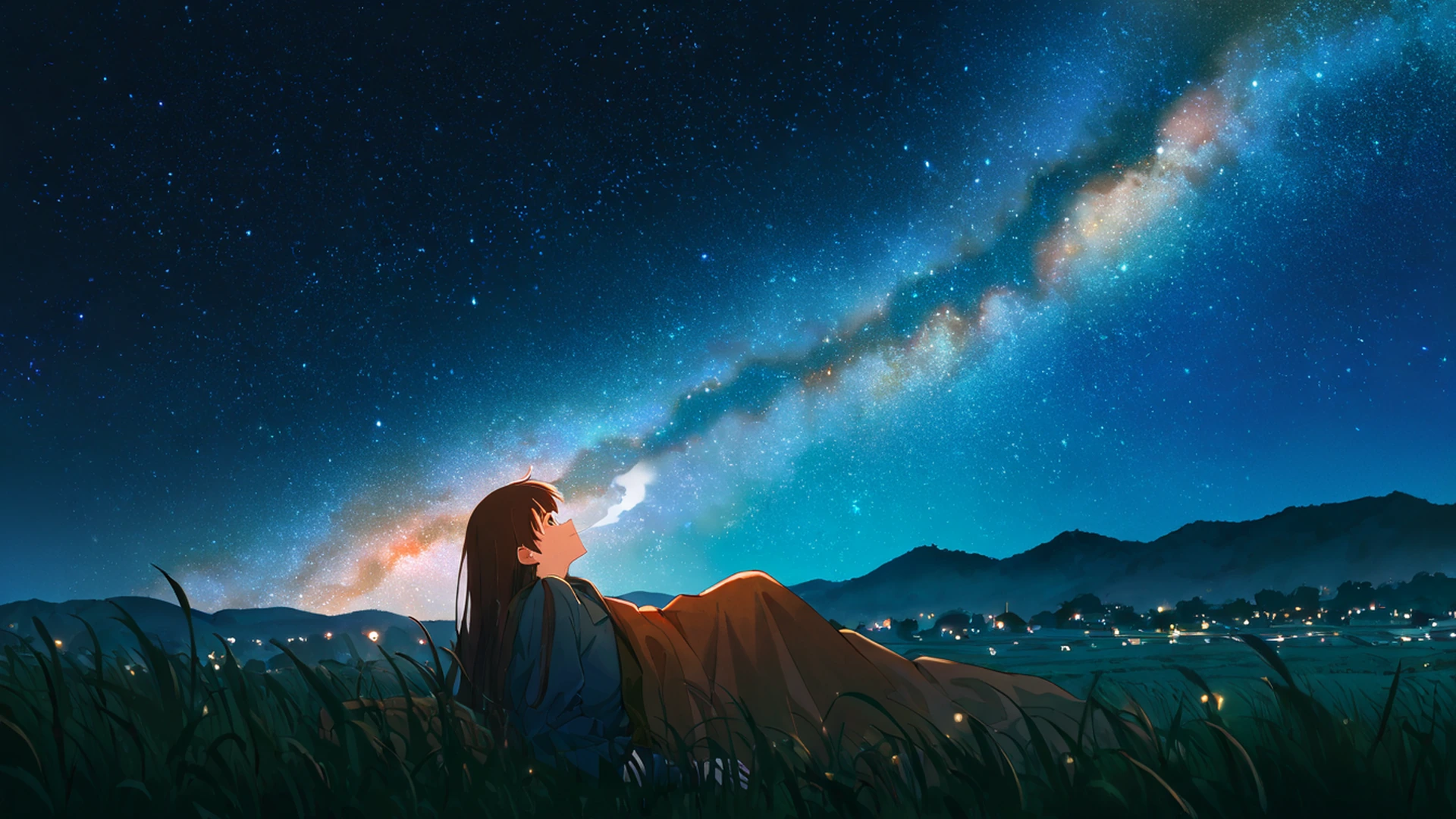 stargazing hilltop lofi wallpaper