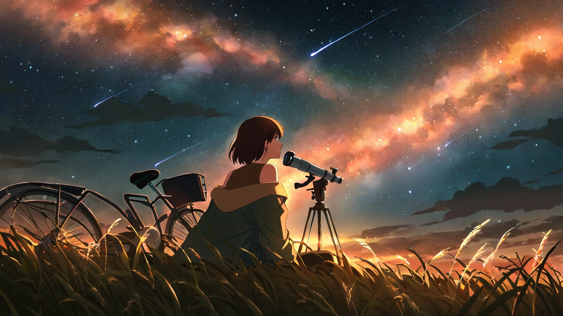 stargazing hilltop lofi wallpaper