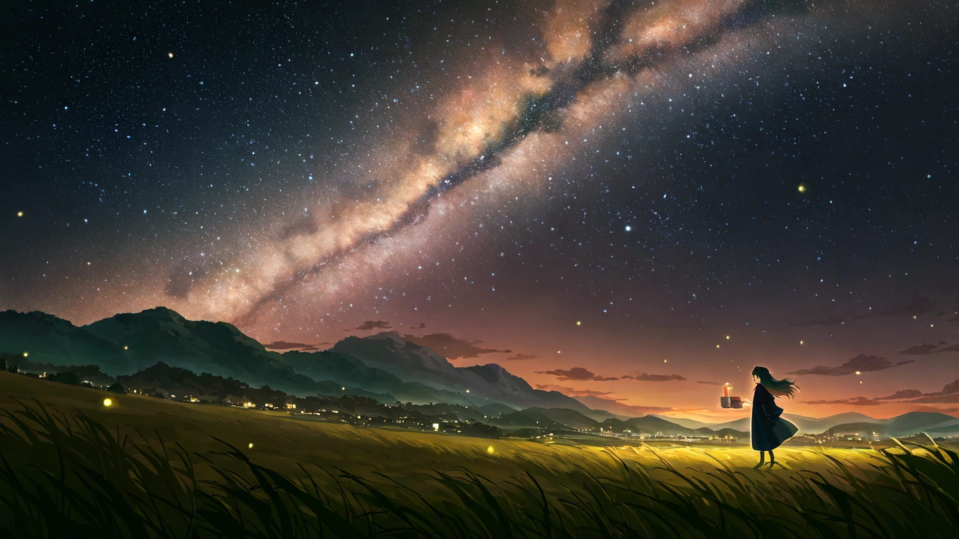 stargazing hilltop lofi wallpaper