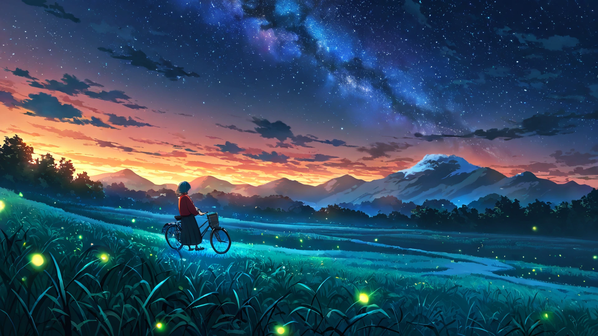 stargazing hilltop lofi wallpaper