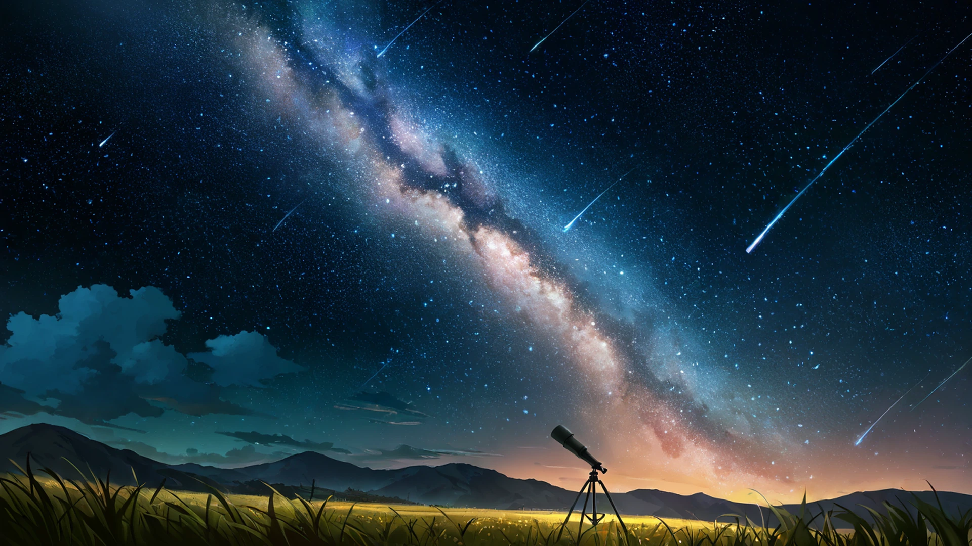 stargazing hilltop lofi wallpaper