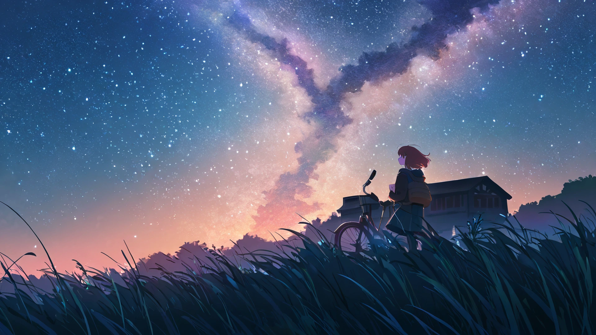 stargazing hilltop lofi wallpaper