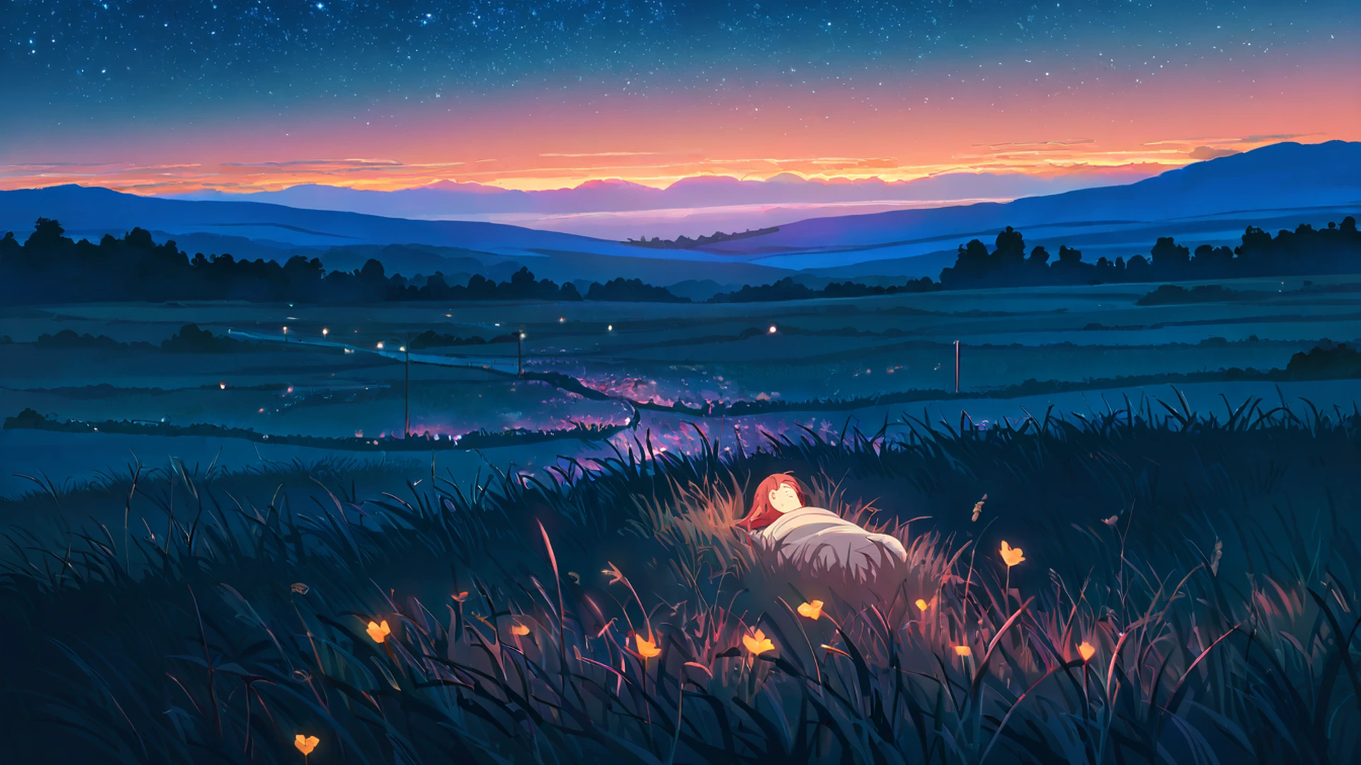 stargazing hilltop lofi wallpaper