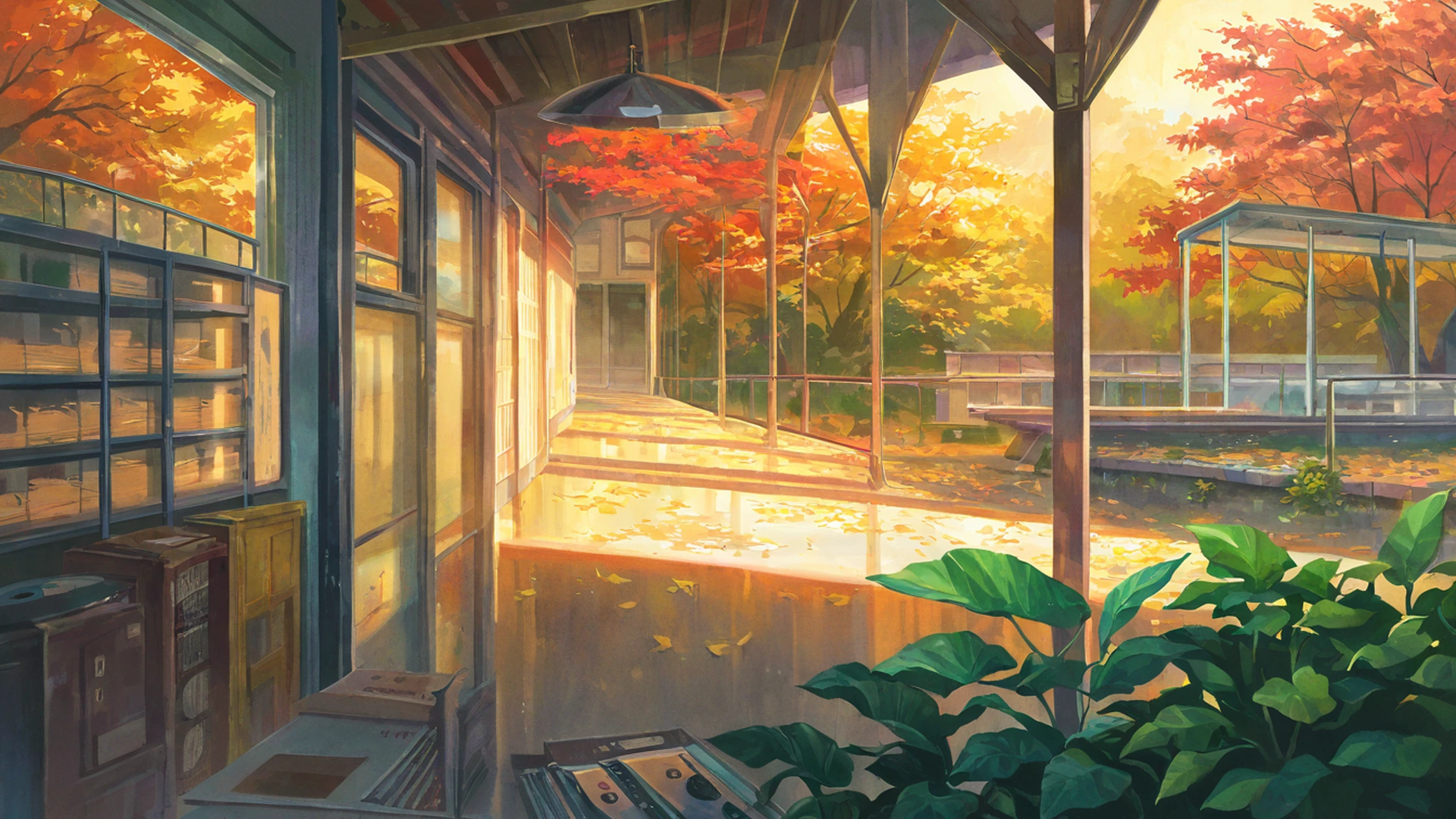 vinyl record shop lofi wallpaper