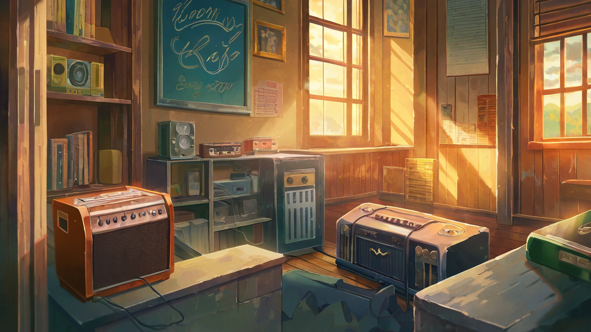 vinyl record shop lofi wallpaper