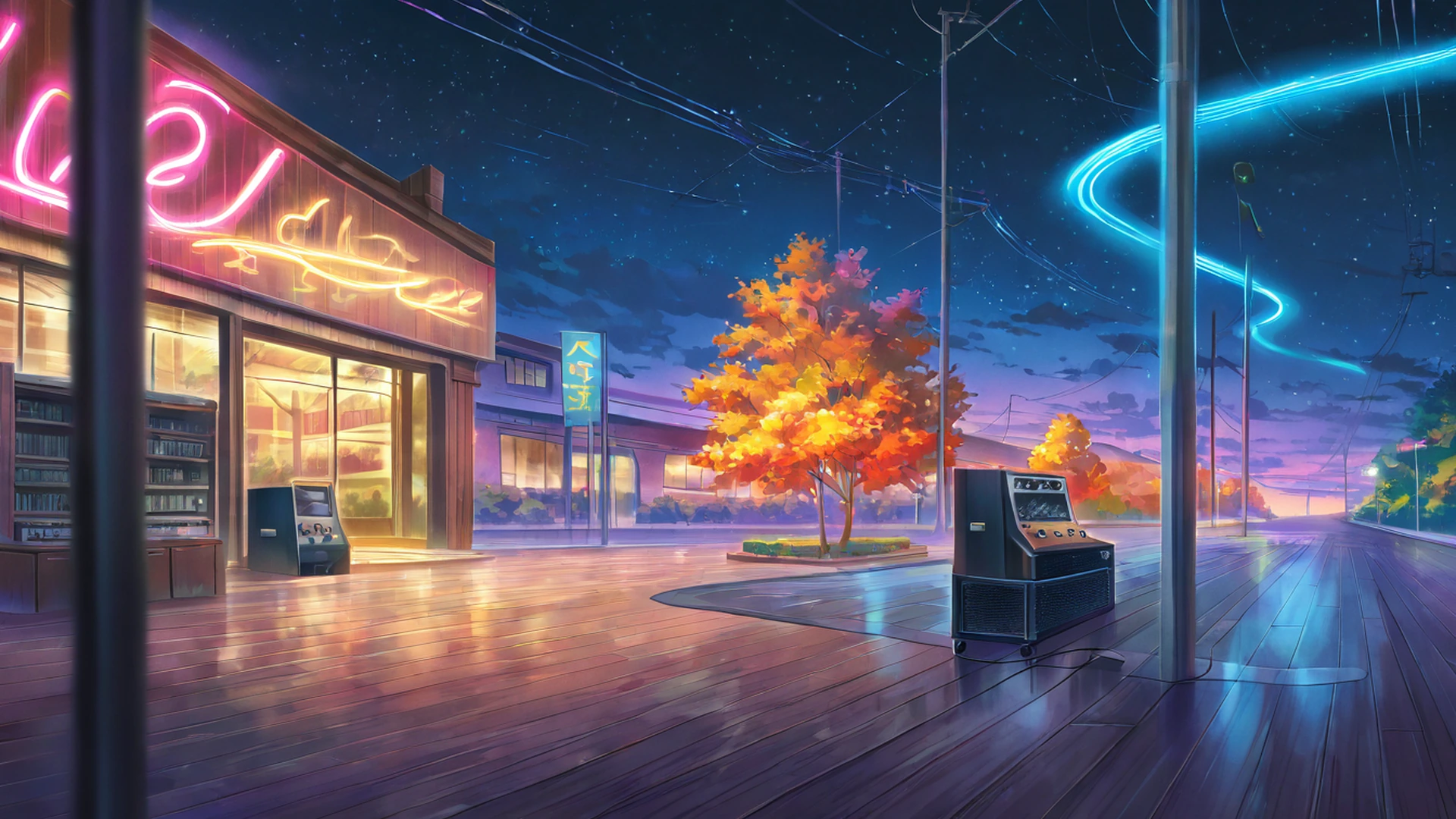 vinyl record shop lofi wallpaper