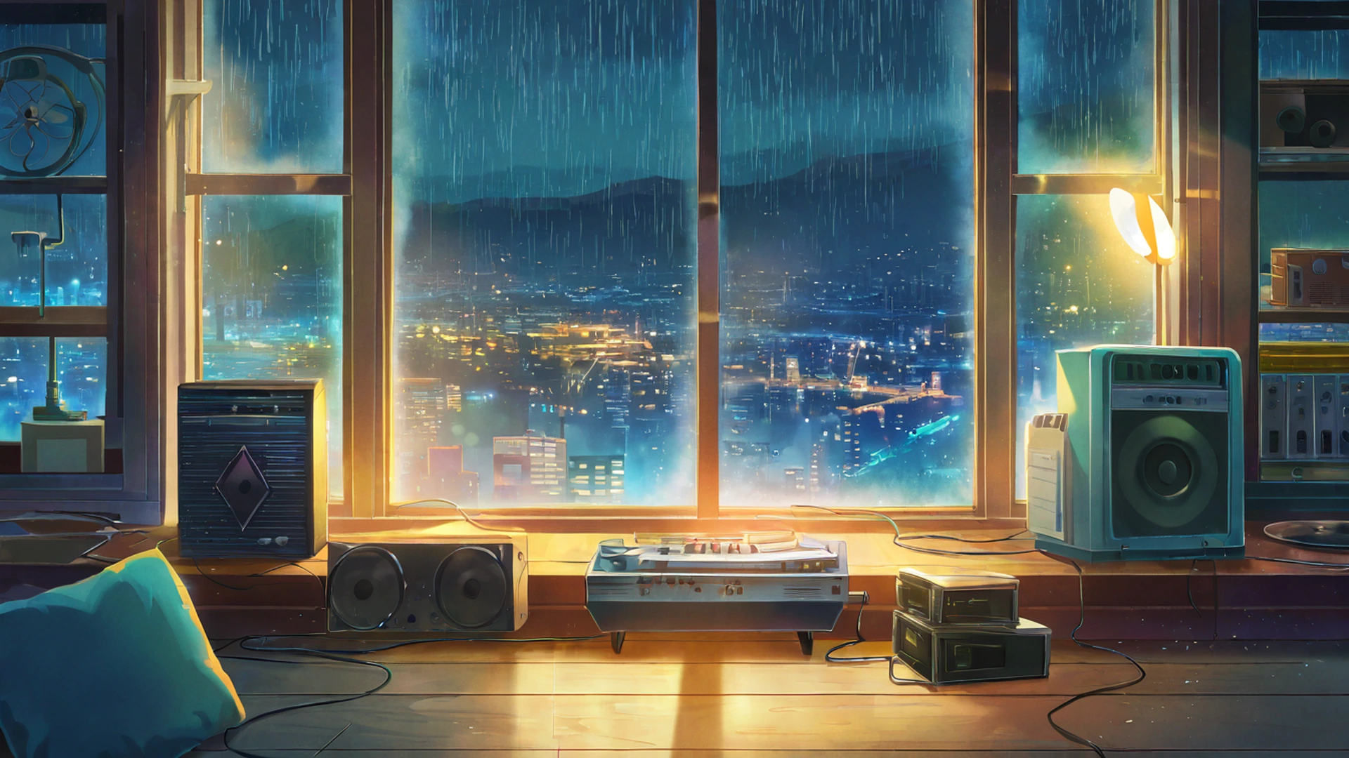 vinyl record shop lofi wallpaper