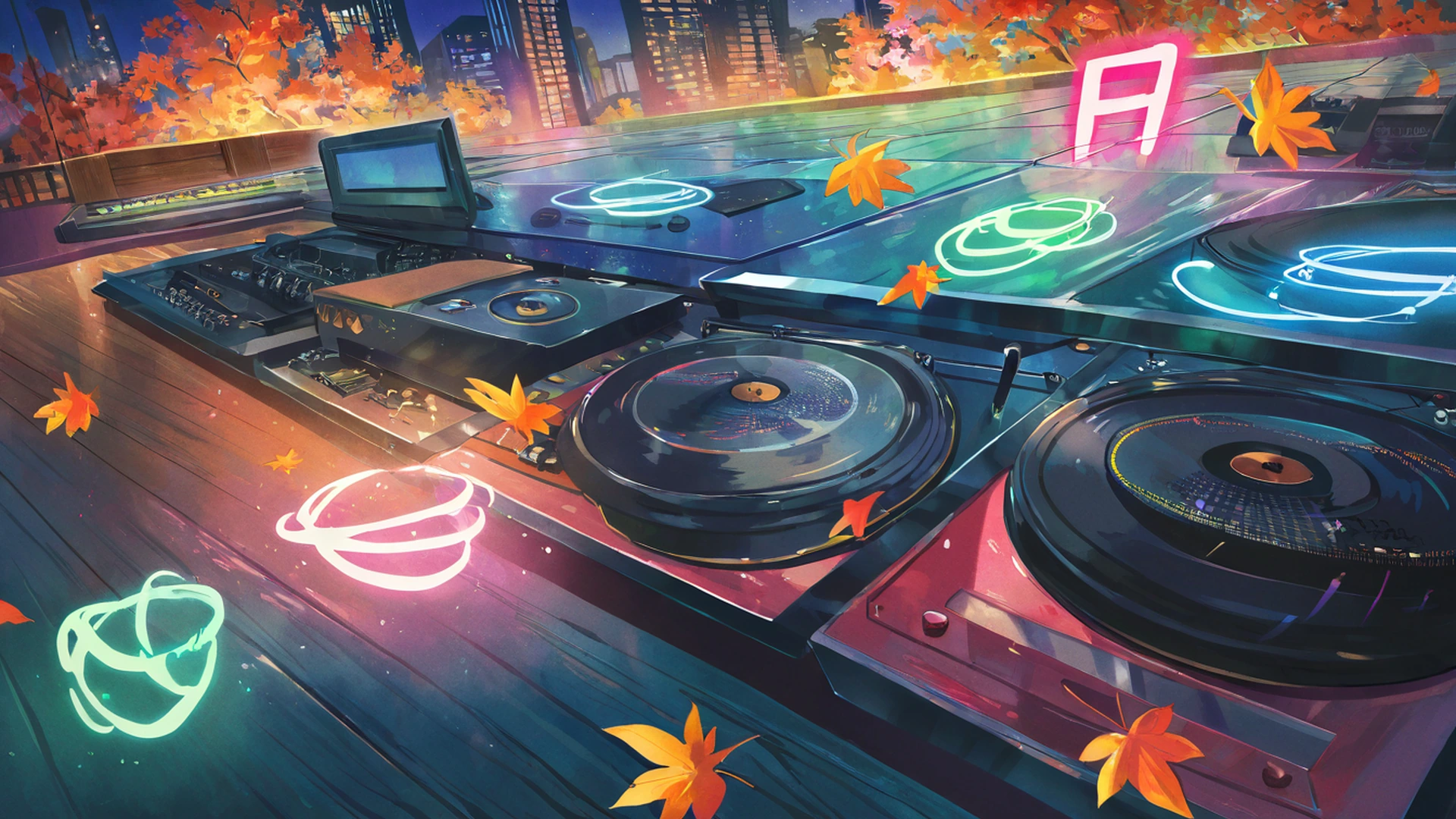 vinyl record shop lofi wallpaper