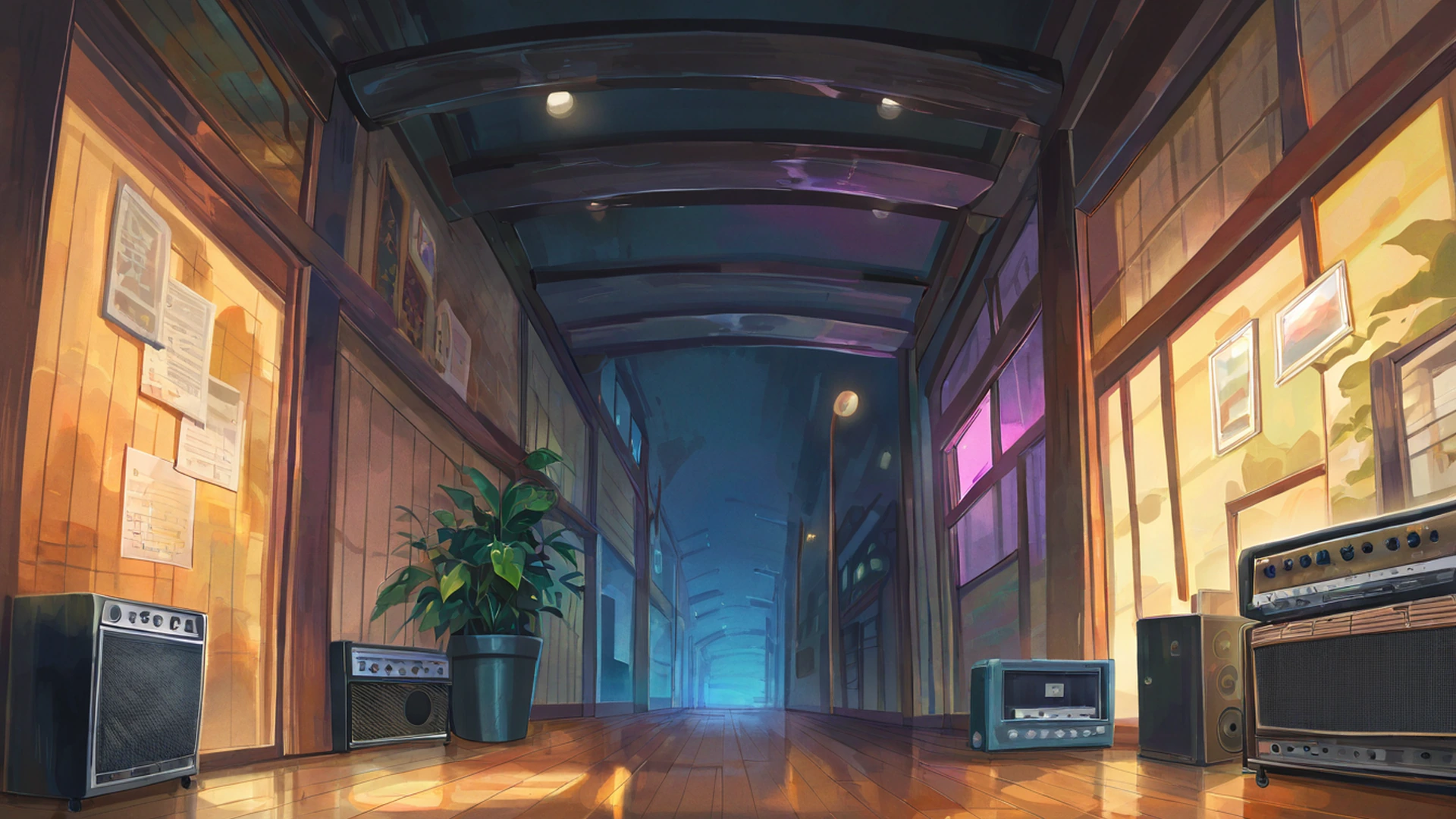 vinyl record shop lofi wallpaper