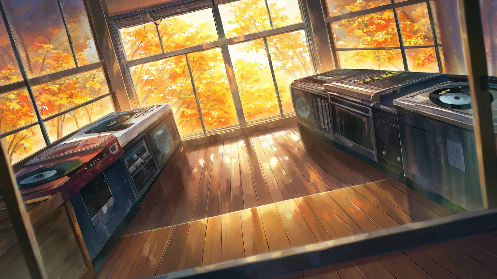 vinyl record shop lofi wallpaper