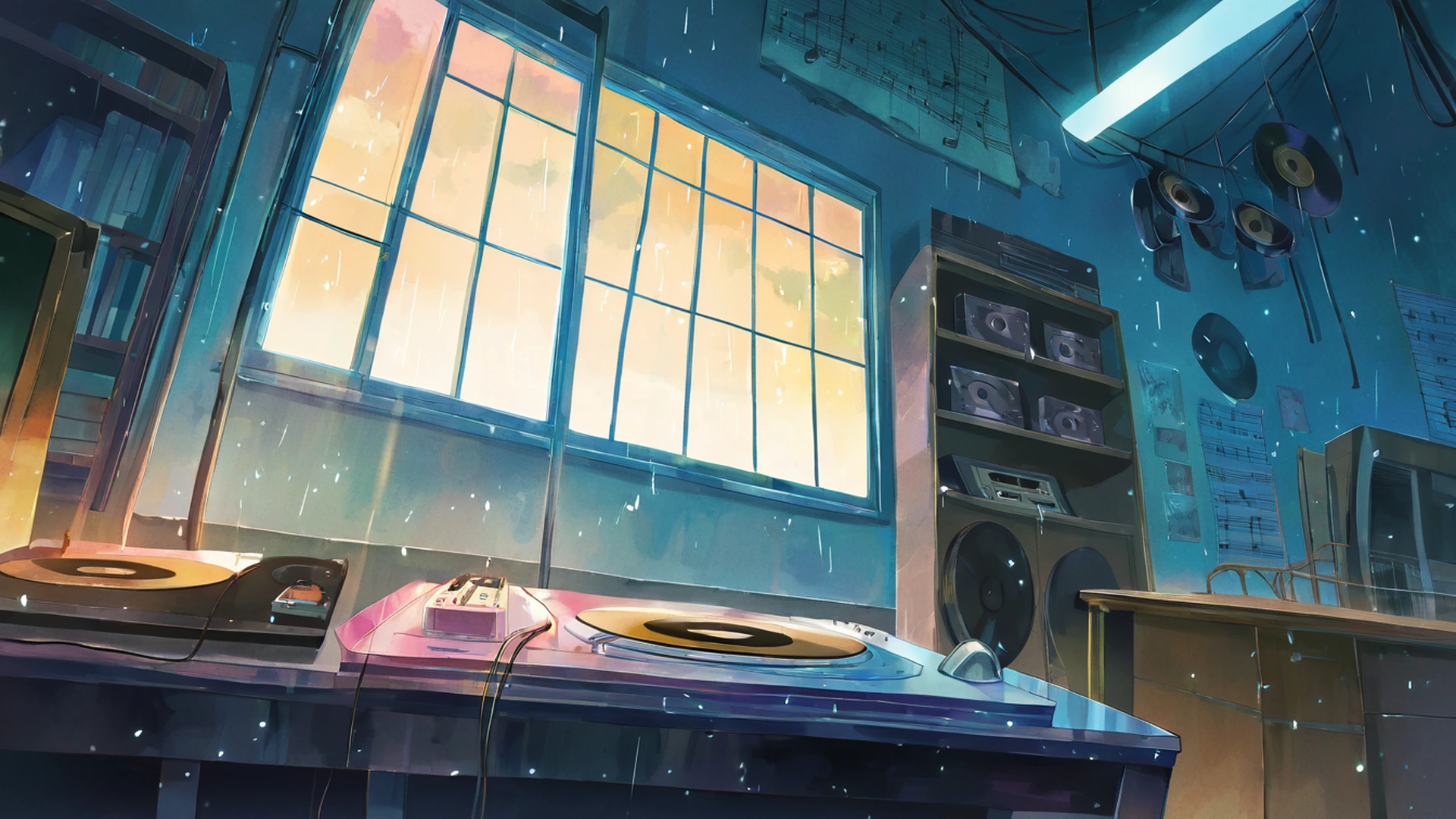 vinyl record shop lofi wallpaper
