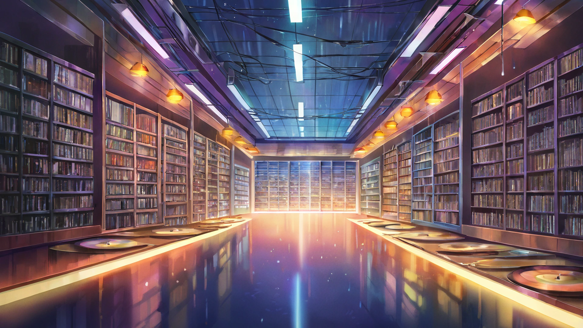 vinyl record shop lofi wallpaper