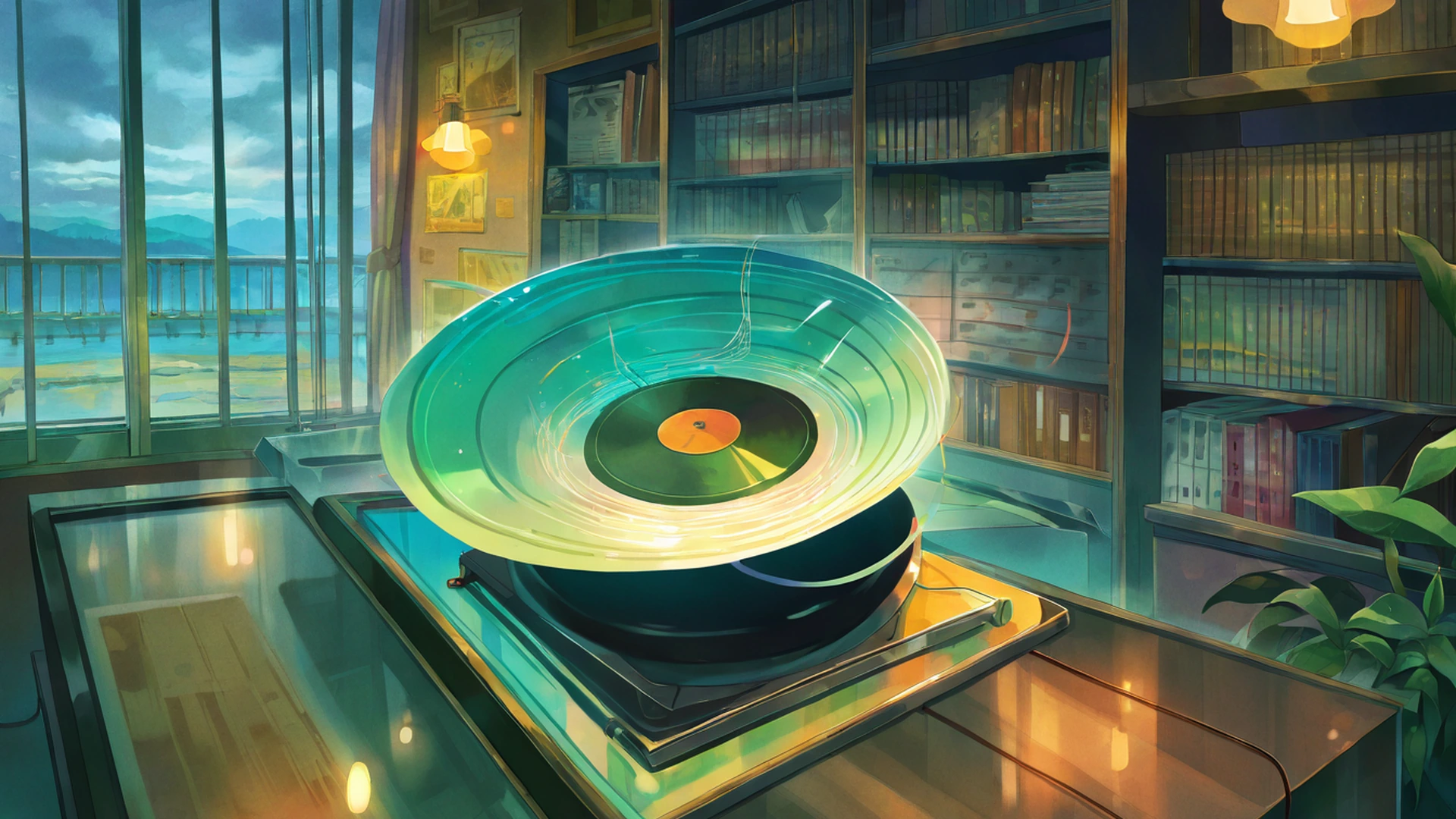 vinyl record shop lofi wallpaper