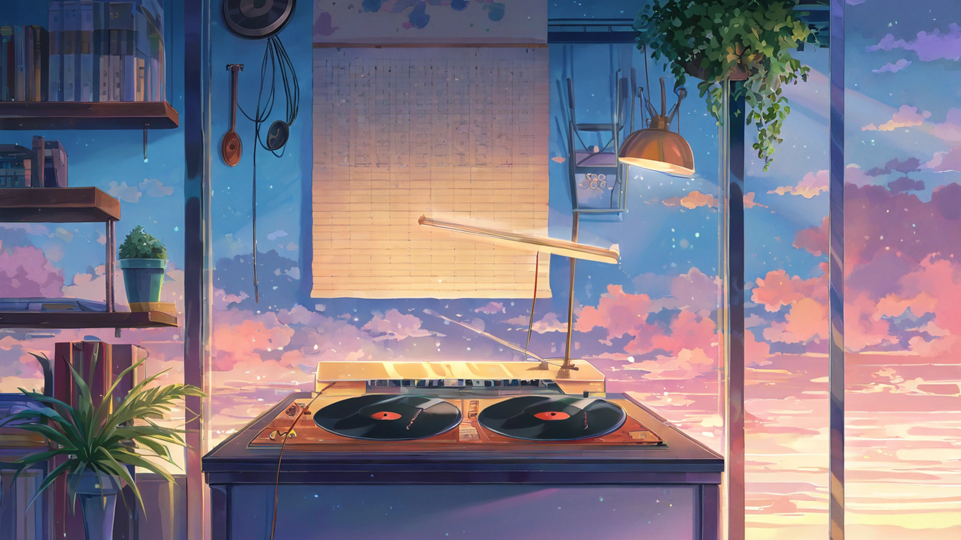vinyl record shop lofi wallpaper
