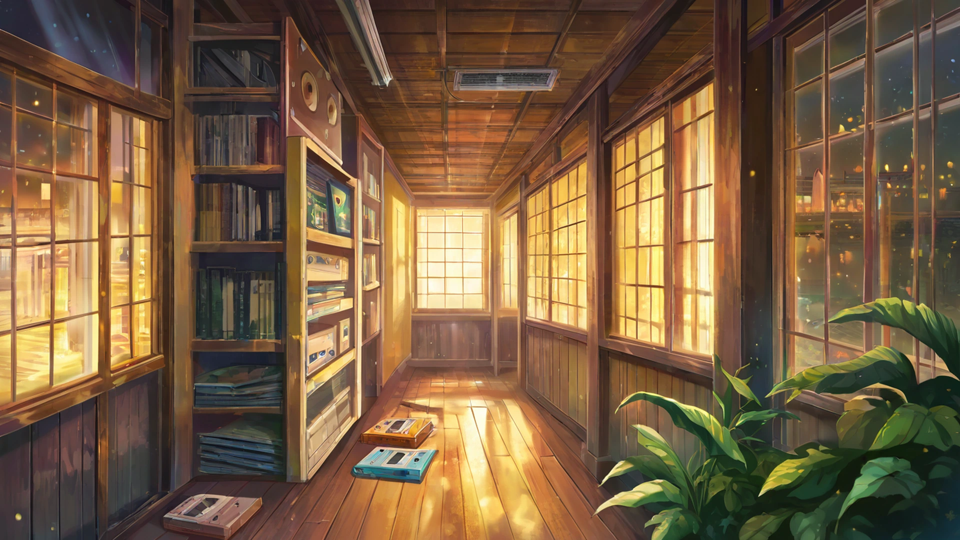 vinyl record shop lofi wallpaper