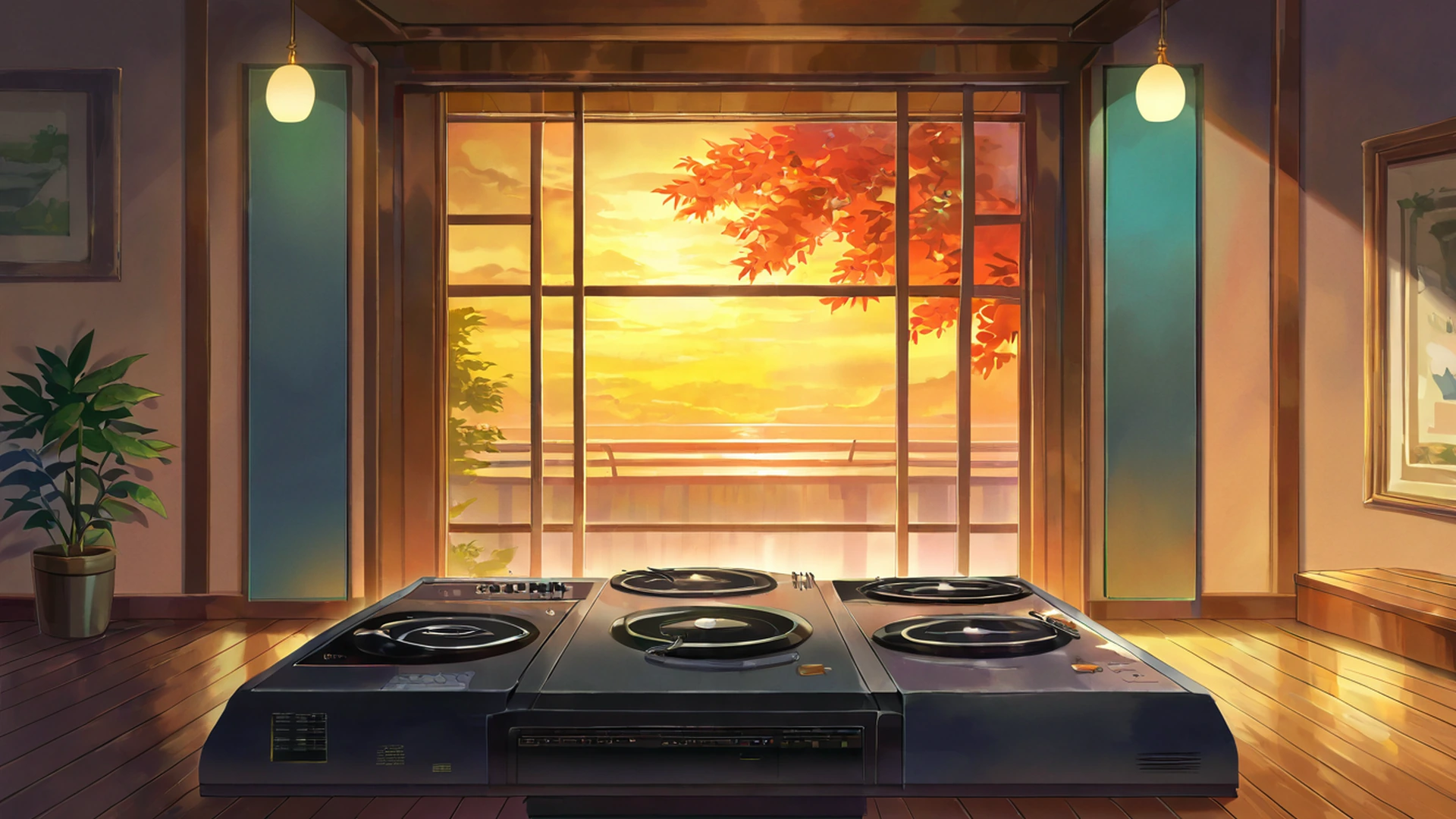 vinyl record shop lofi wallpaper