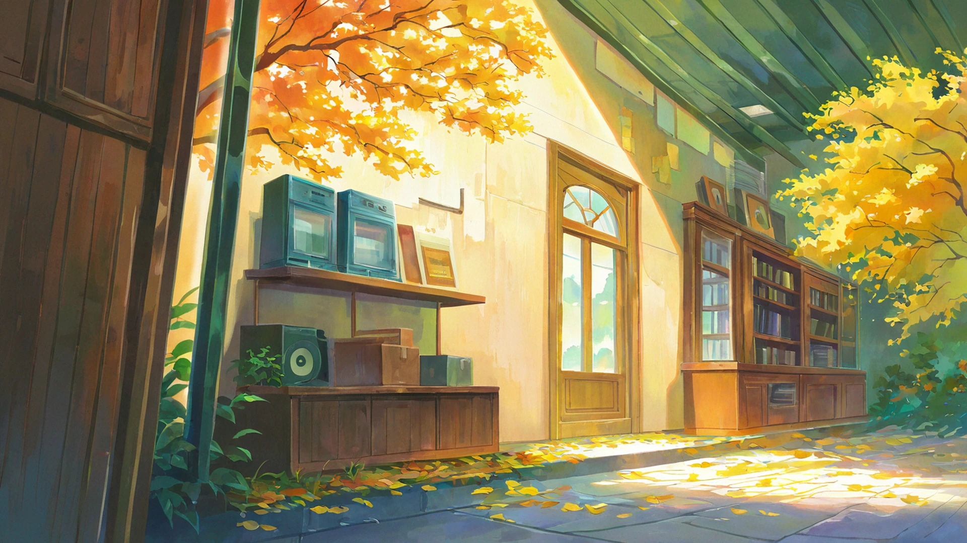 vinyl record shop lofi wallpaper