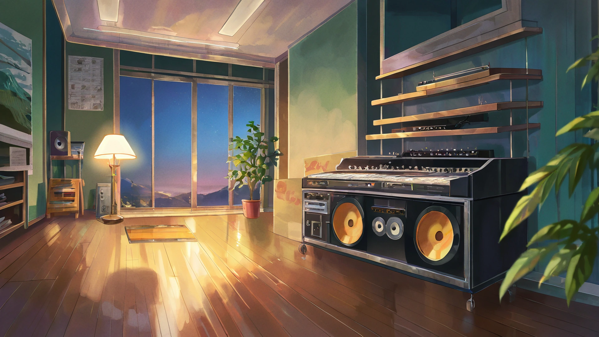 vinyl record shop lofi wallpaper
