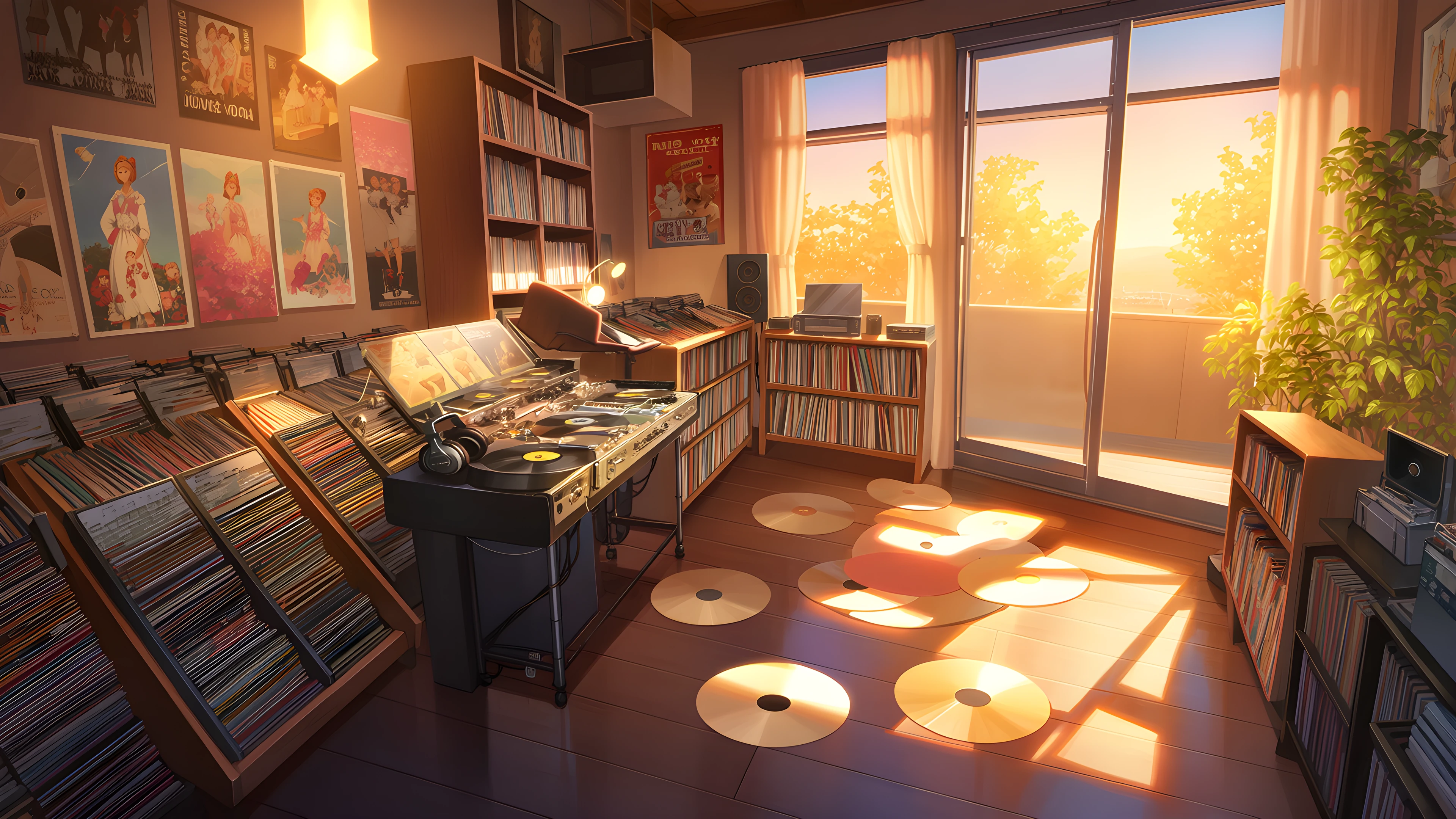 Vinyl Record Shop variant — Japanese aesthetic lofi wallpaper HD 4K Ultrawide