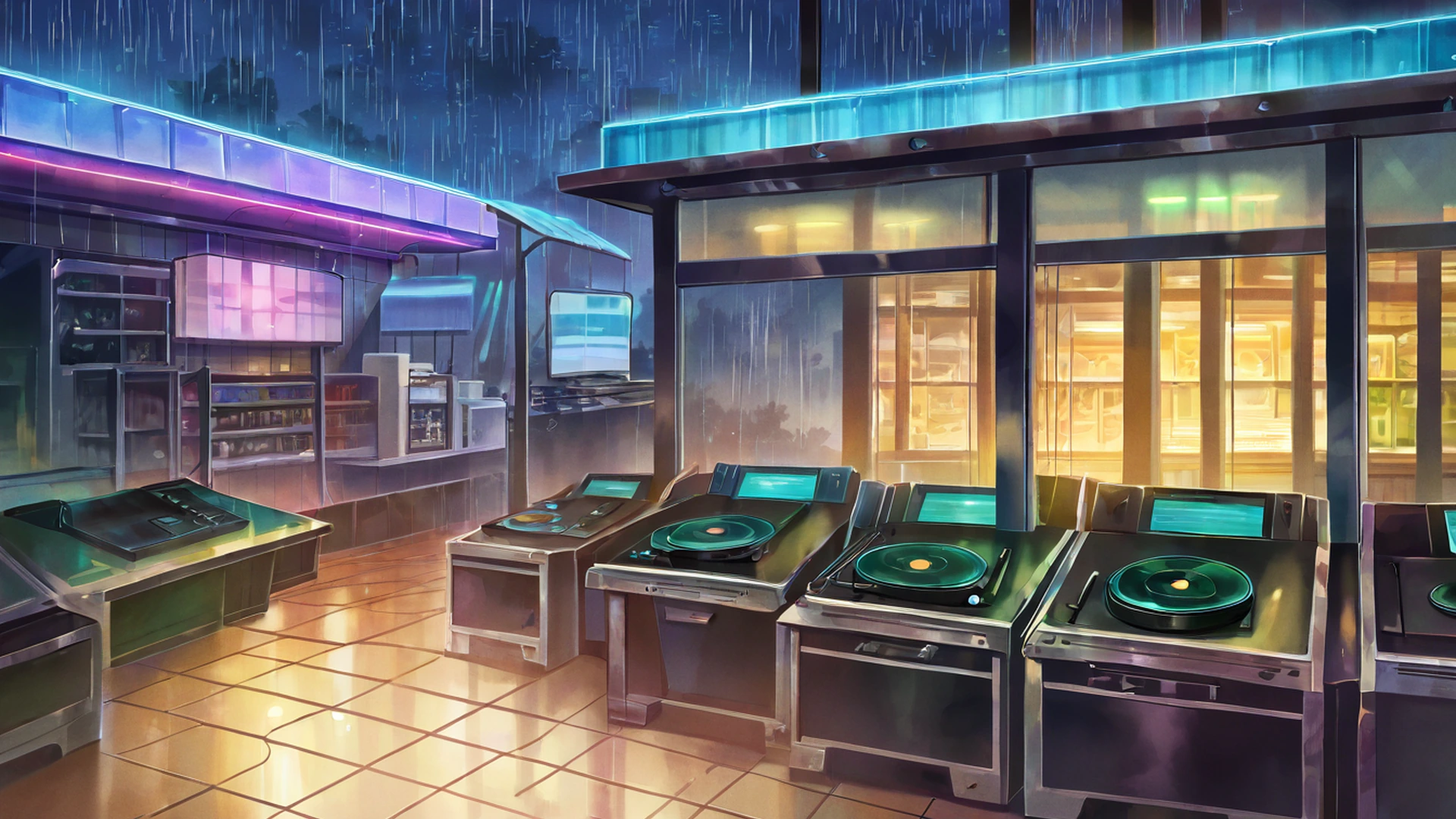 vinyl record shop lofi wallpaper