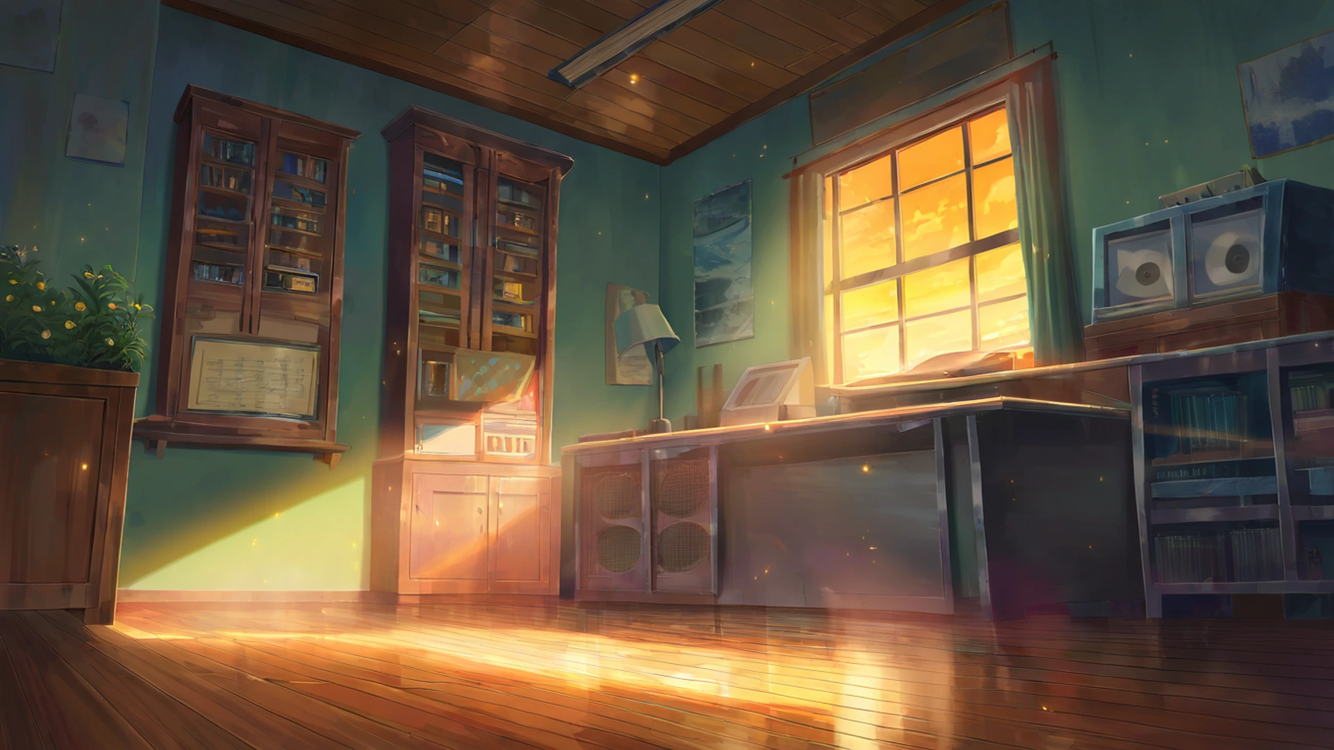 vinyl record shop lofi wallpaper