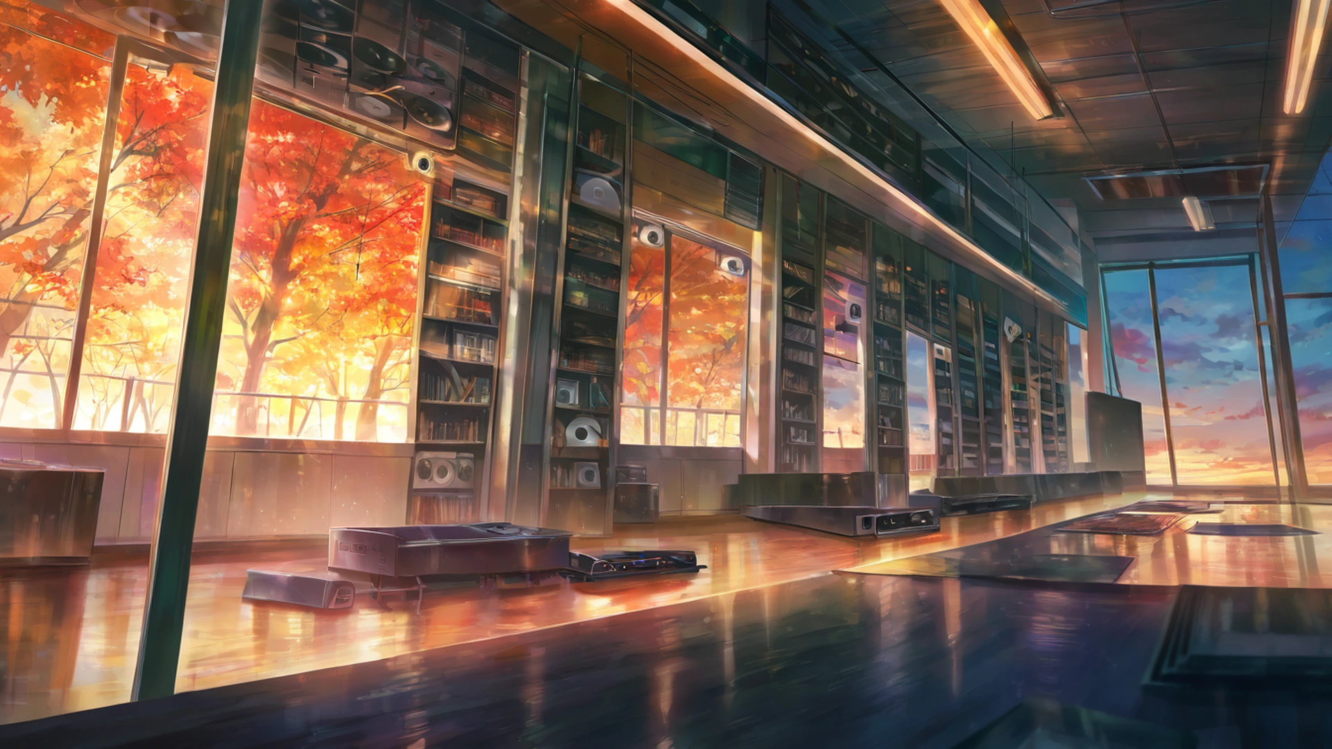 vinyl record shop lofi wallpaper