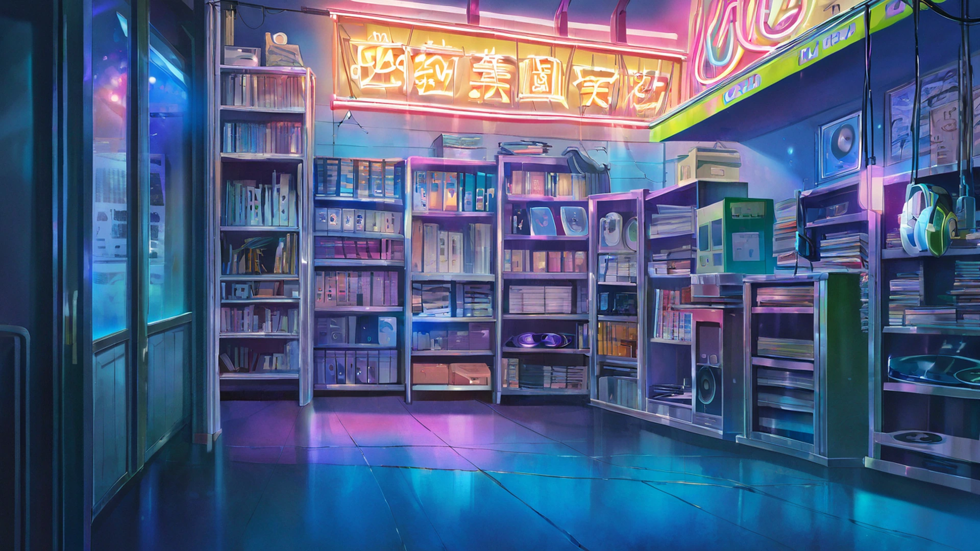 vinyl record shop lofi wallpaper