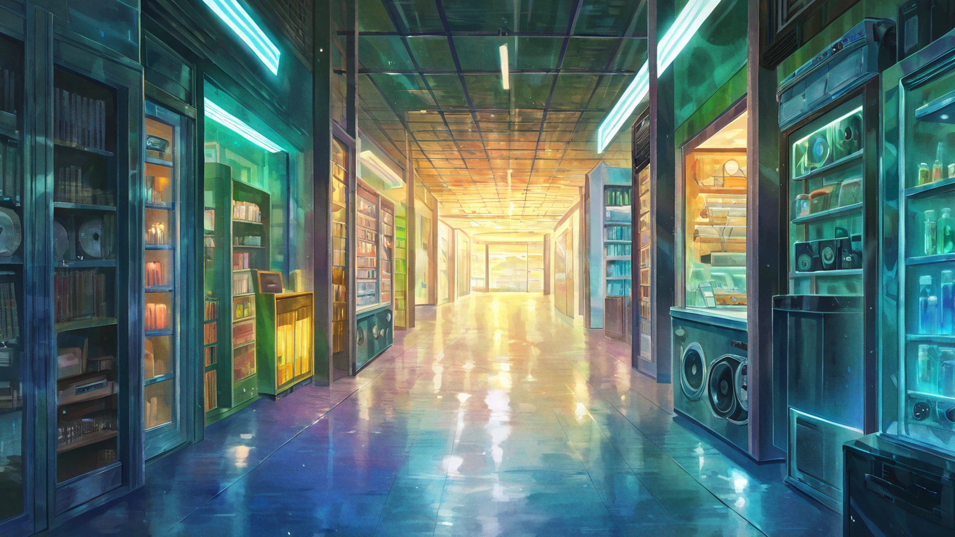 vinyl record shop lofi wallpaper