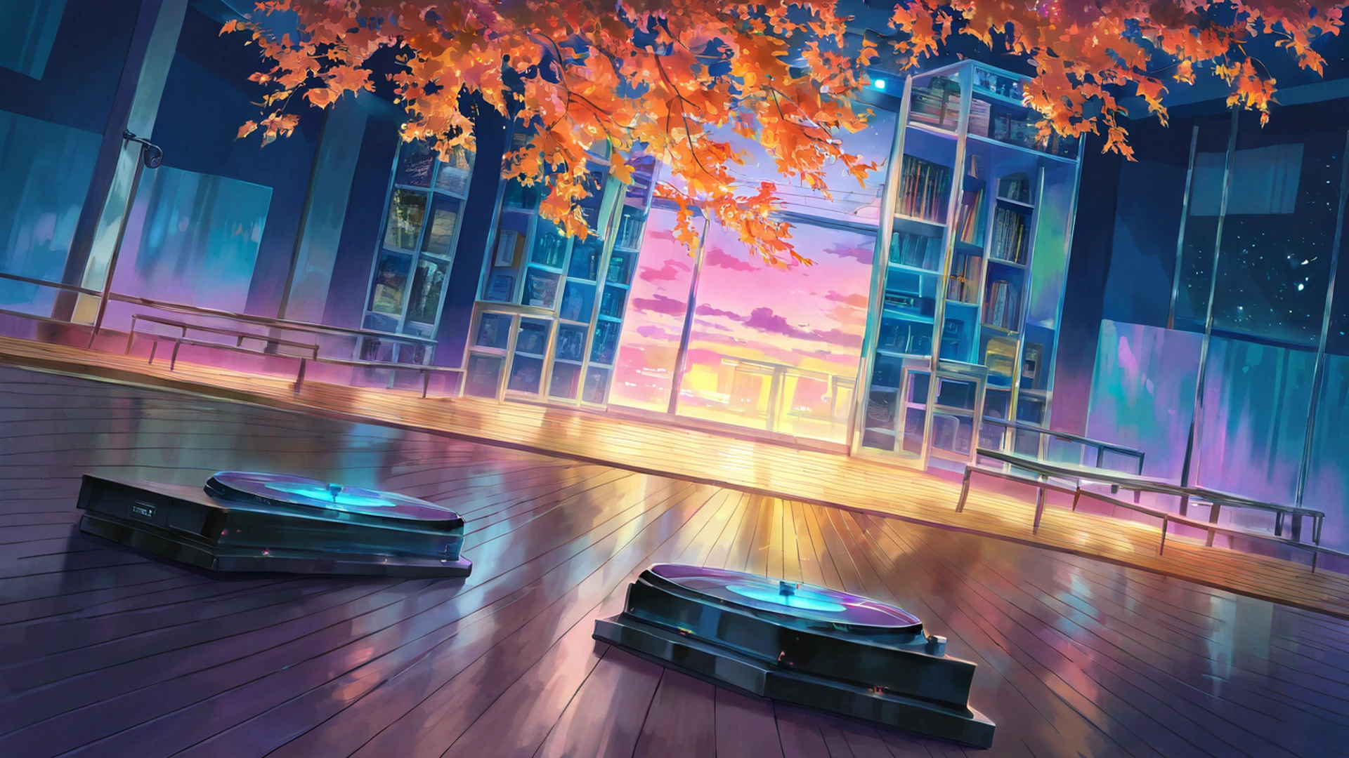 vinyl record shop lofi wallpaper