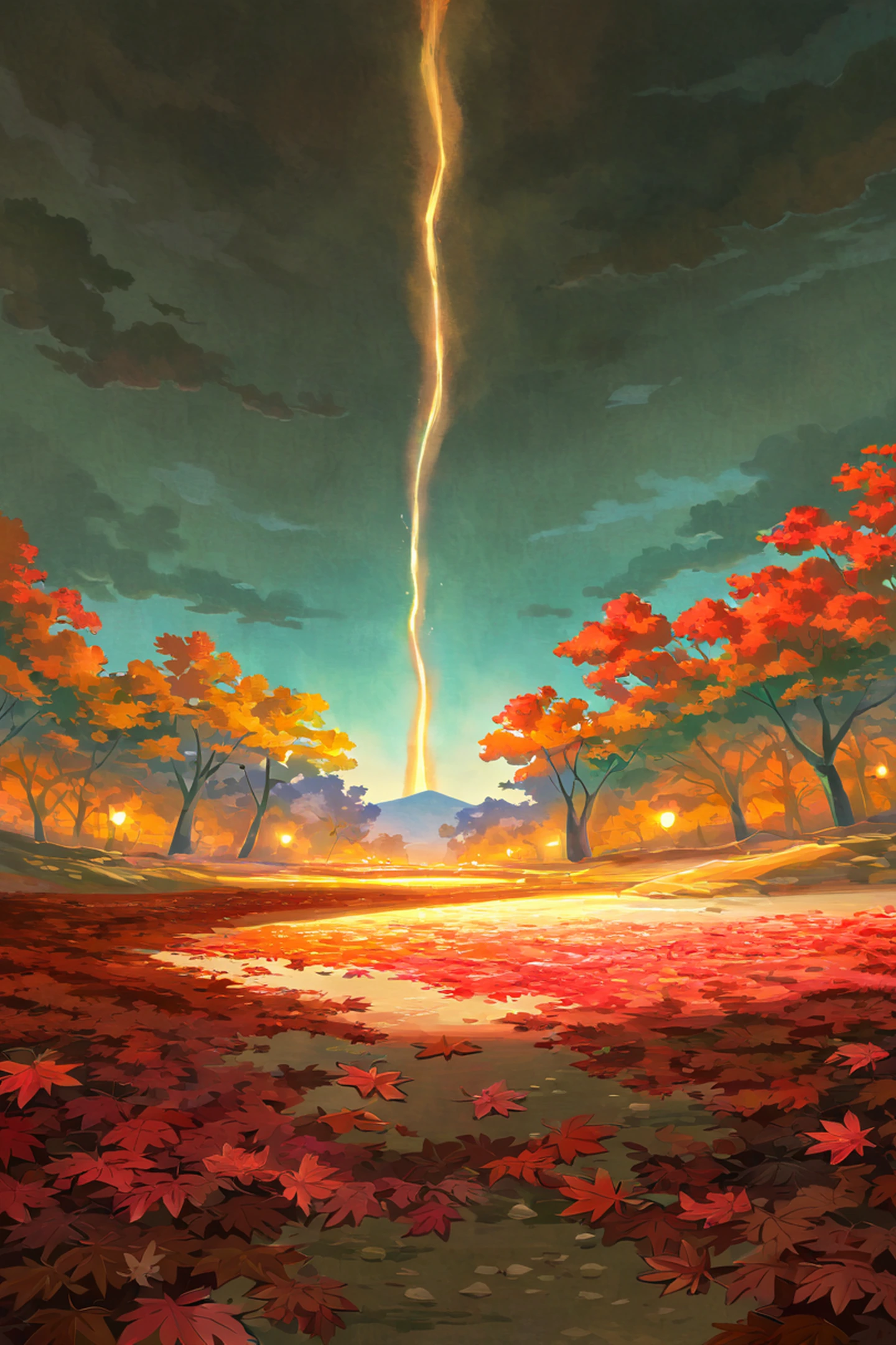 Autumn Maple Village lofi wallpaper