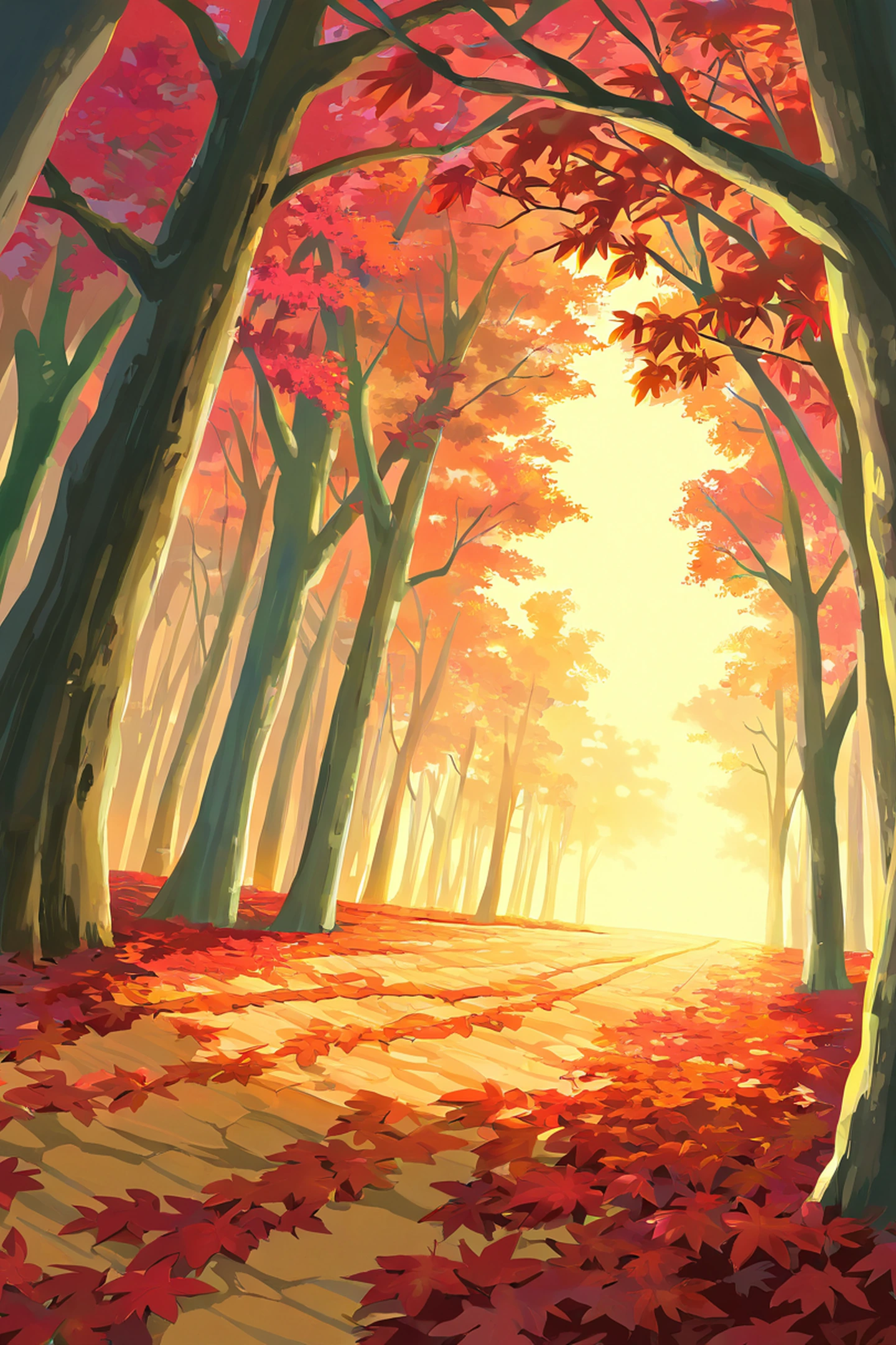 Autumn Maple Village lofi wallpaper