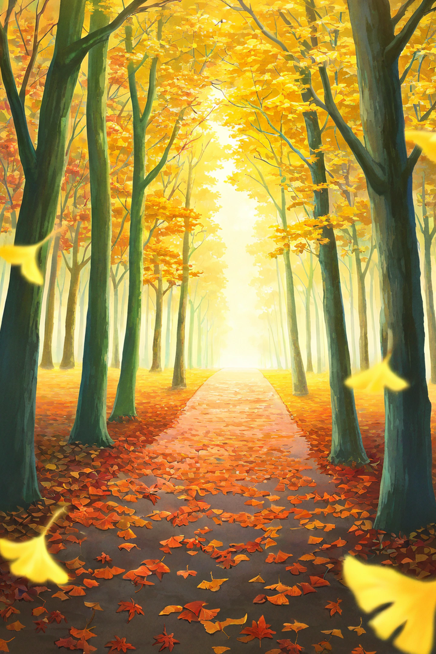 Autumn Maple Village lofi wallpaper