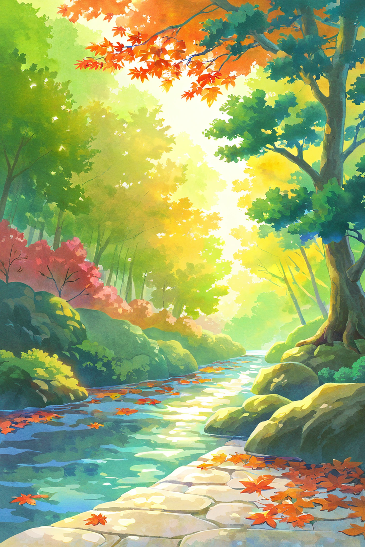 Autumn Maple Village lofi wallpaper