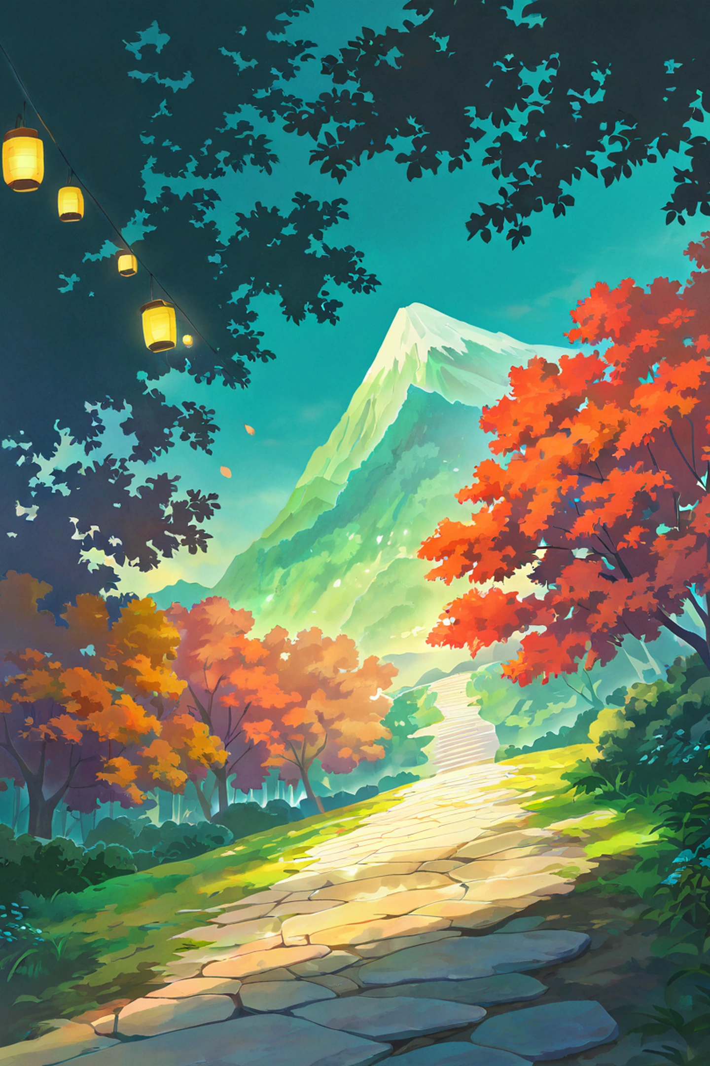 Autumn Maple Village lofi wallpaper