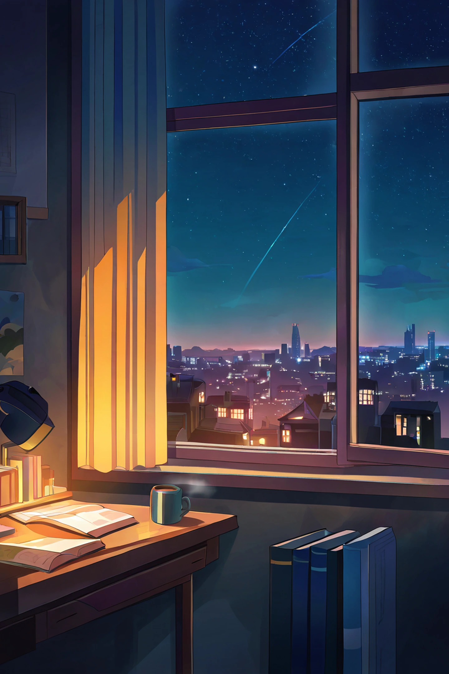 Bedroom Window Night lofi wallpaper